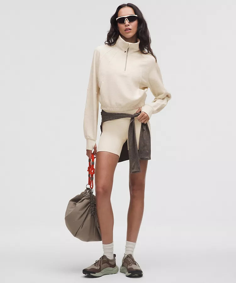 Scuba Cropped Funnel-Neck Half Zip Waffle