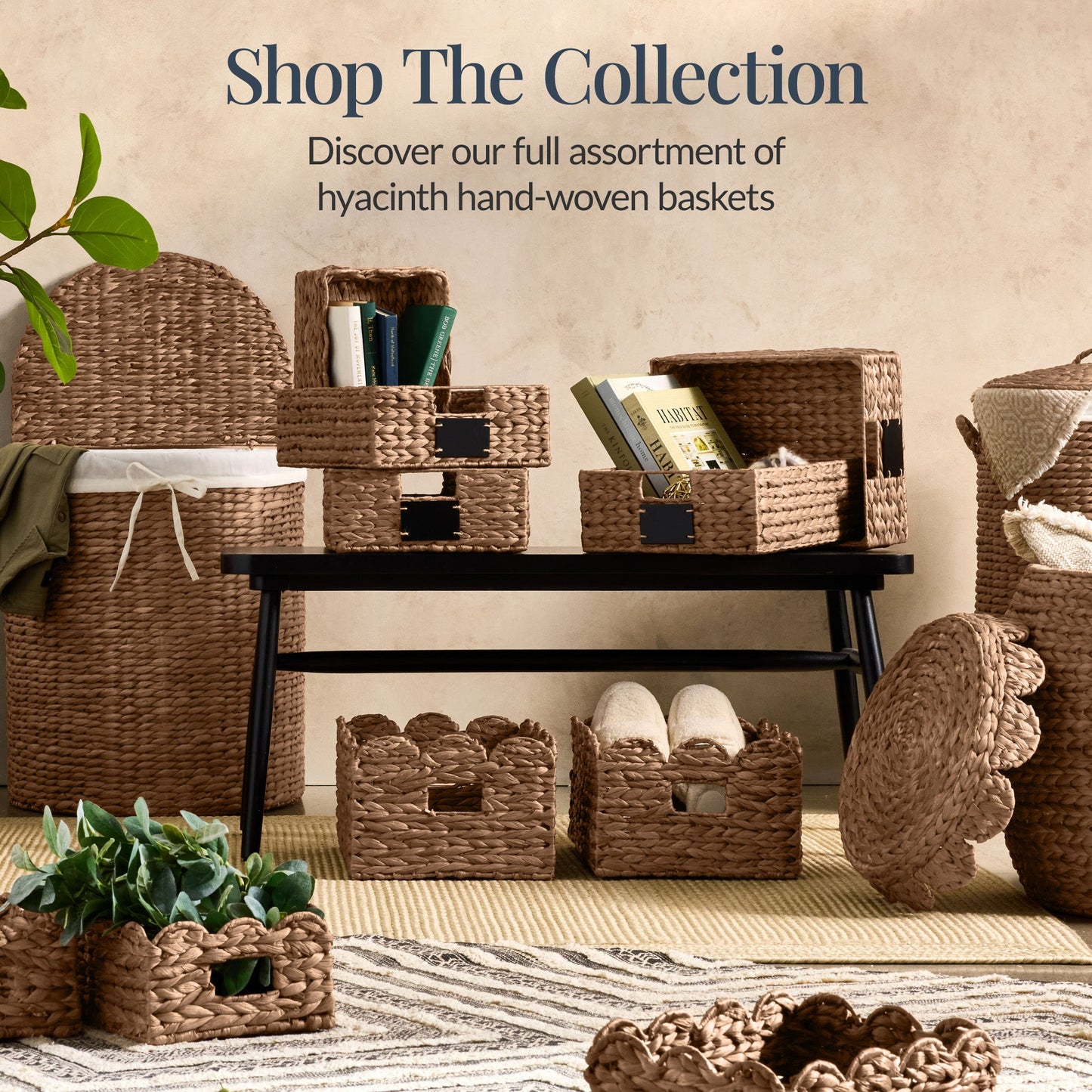 16x12 Scalloped Shelf Basket, Pantry Bins, 2 Pack