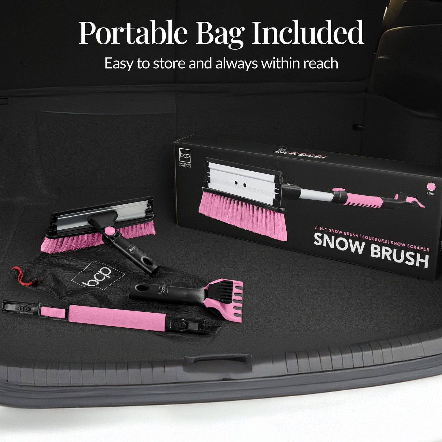 39" Extendable Snow Brush with Squeegee and Ice Scraper