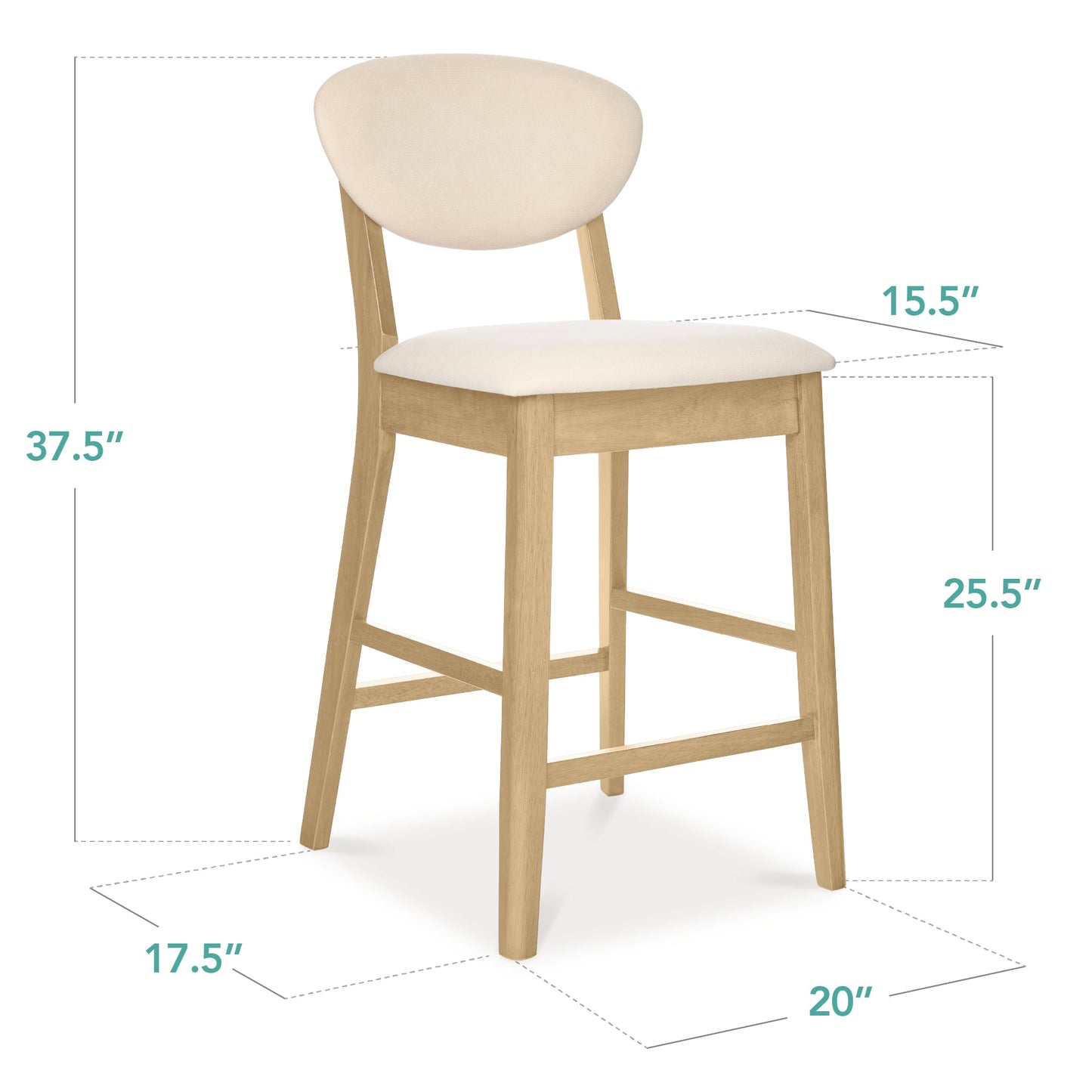 Set of 2 Modern Counter-Height Bar Stool Set W/ Upholstered Seat Cushion