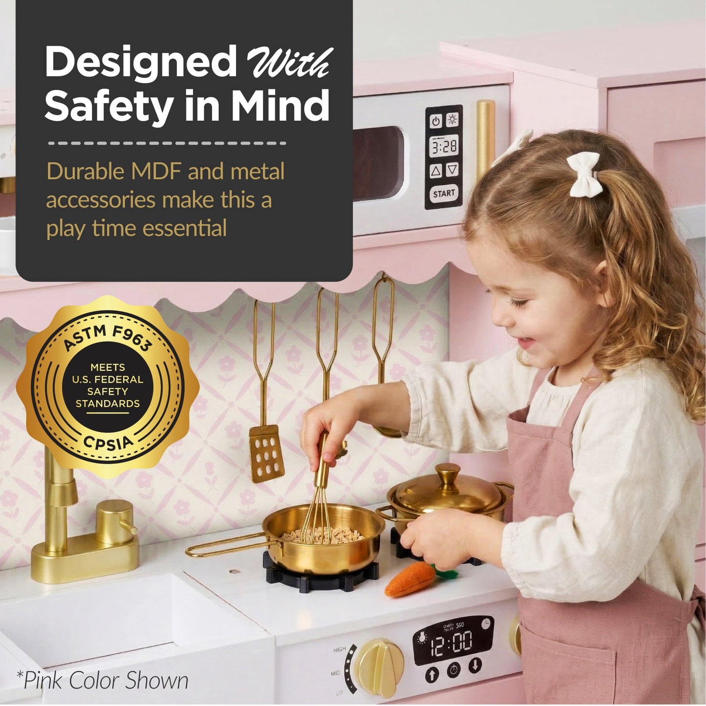 Kids Pretend Play Cottage Kitchen with 11 Accessories, Espresso Machine
