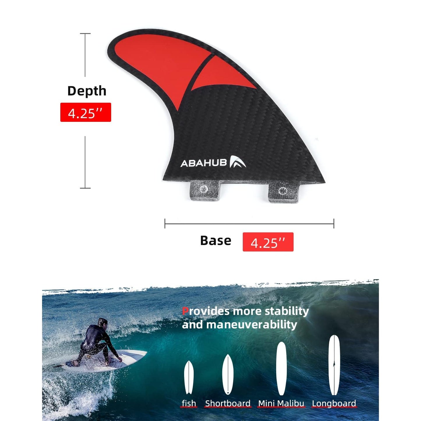 Surfboard Thruster Fins Set with Wax Comb & Fin Key - Image 2