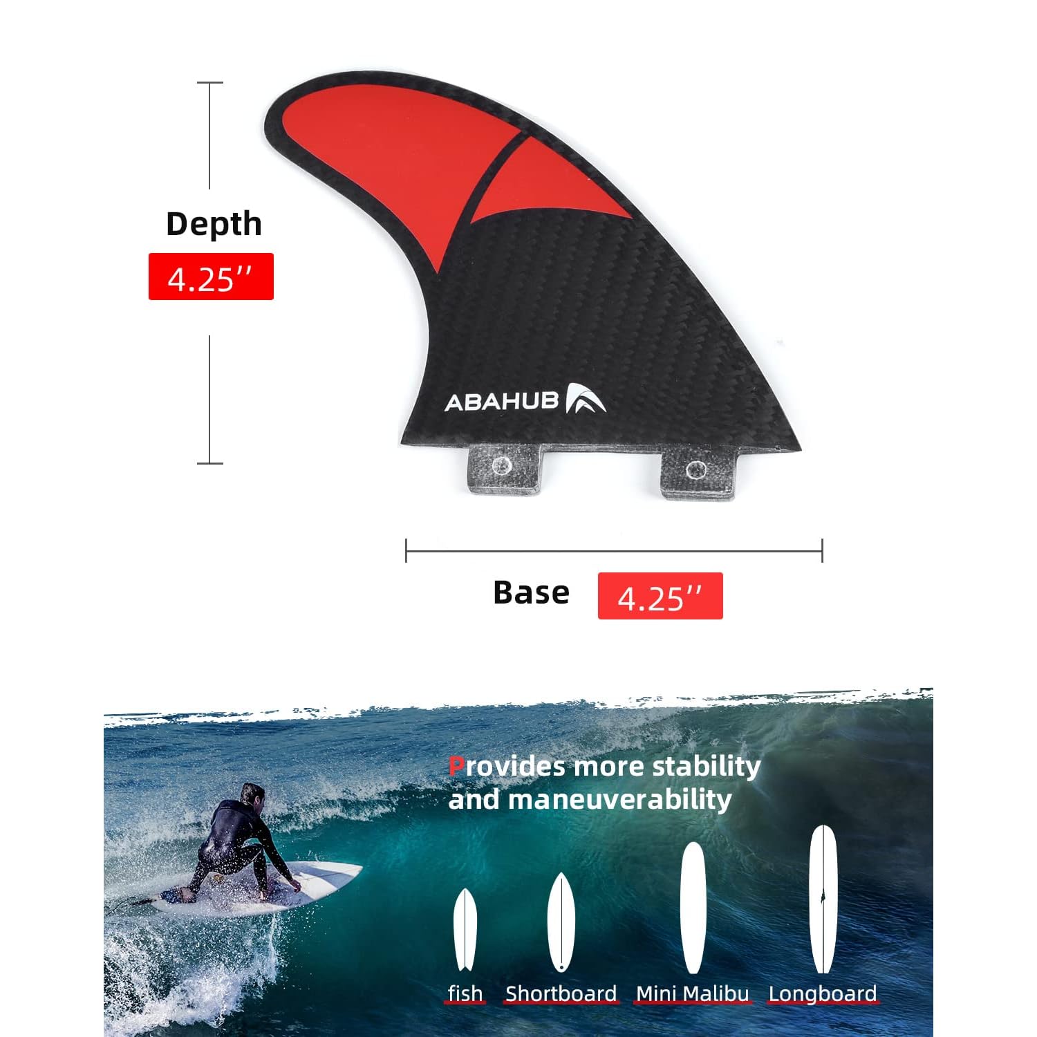 Surfboard Thruster Fins Set with Wax Comb & Fin Key - Image 2