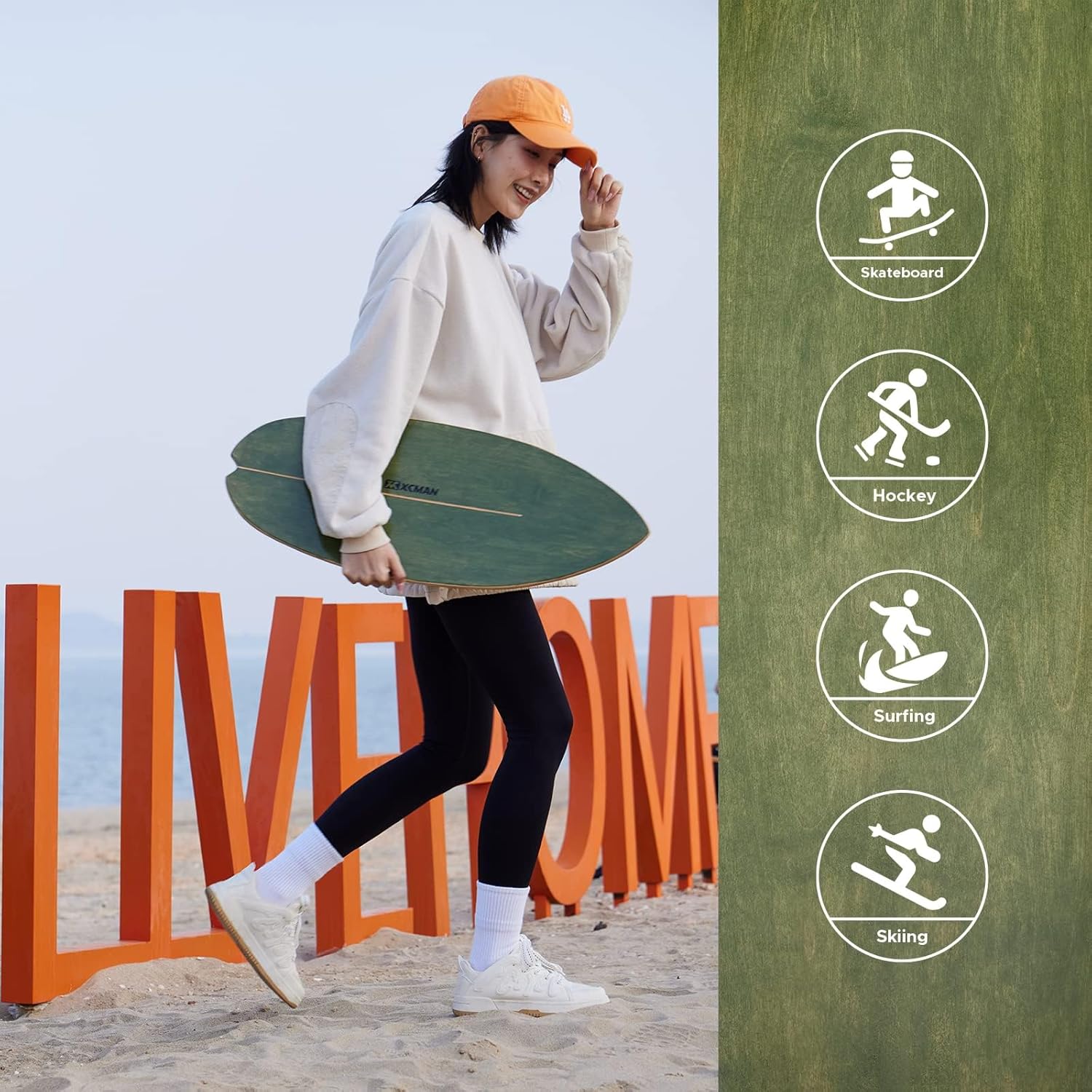 Surf Balance Board with Roller — Holds 350 lbs - Image 4