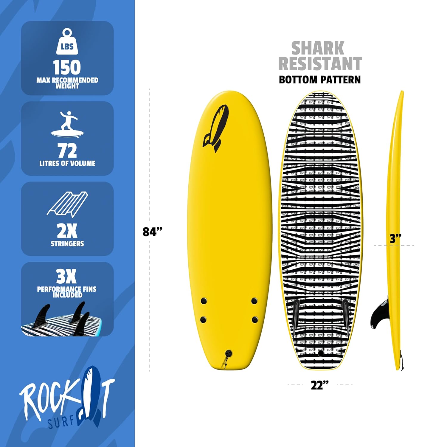 7ft Midsized Soft Top Surfboard for Adults & Beginners