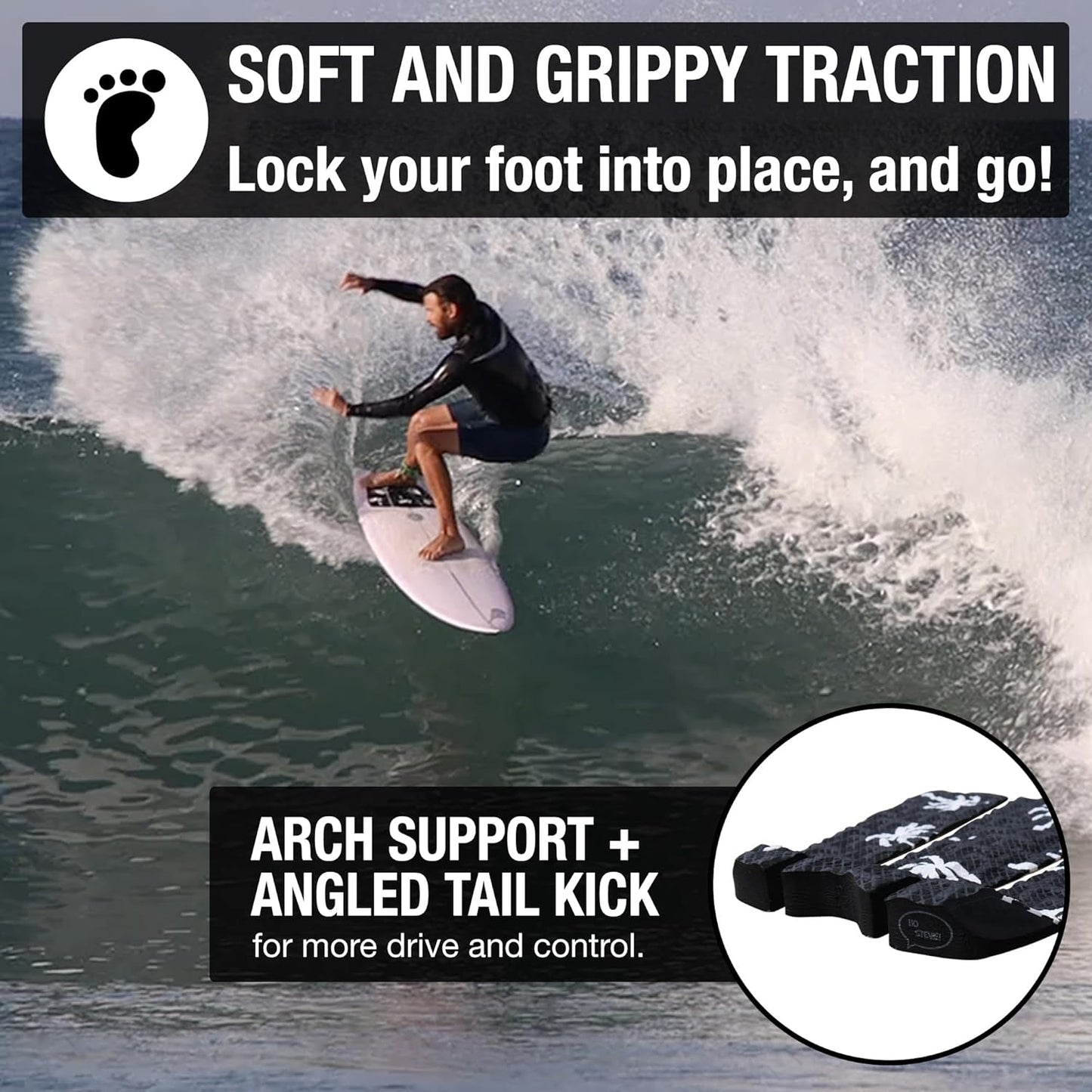3-Piece Surfboard Traction Pad — Maximum Grip - Image 3