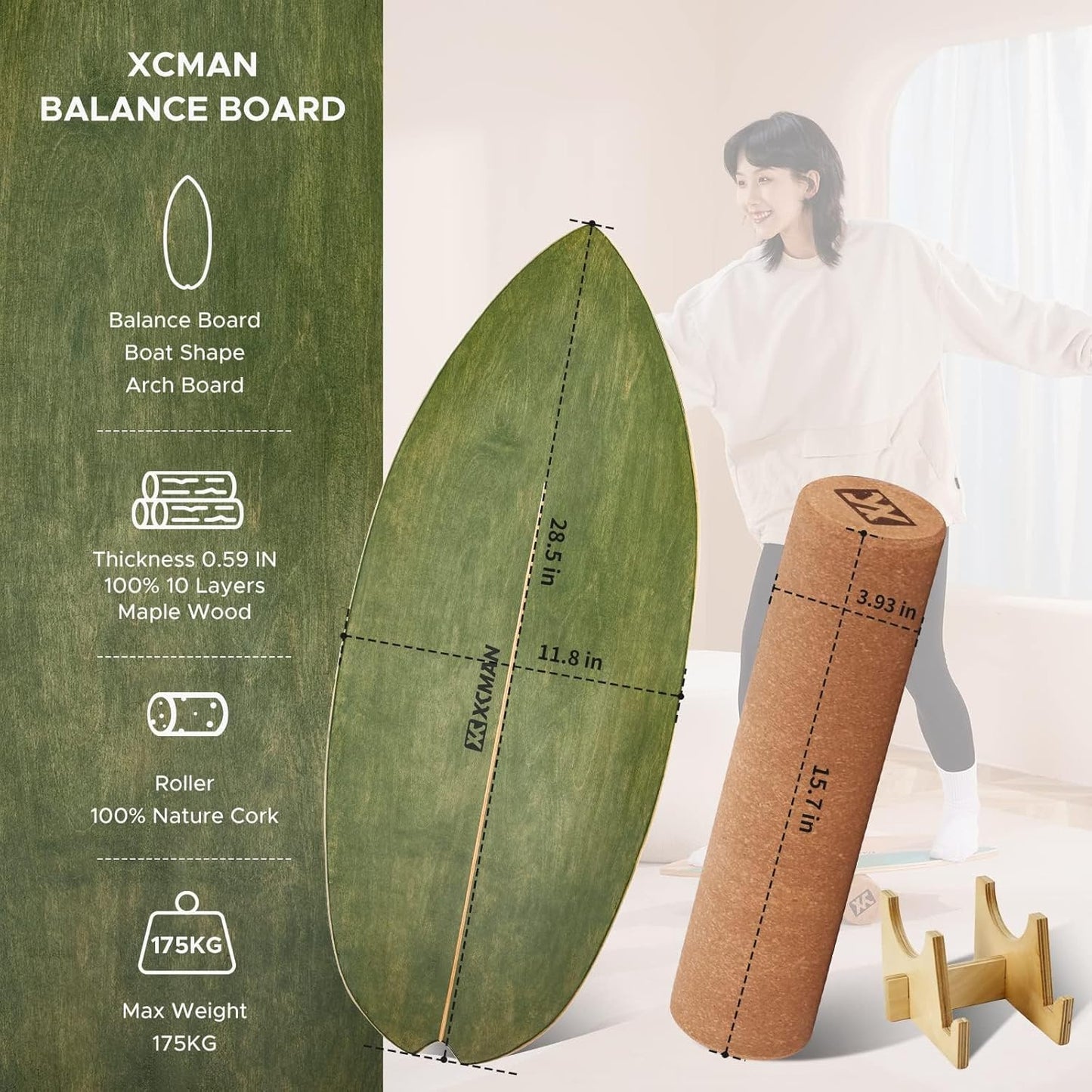 Surf Balance Board with Roller — Holds 350 lbs - Image 3