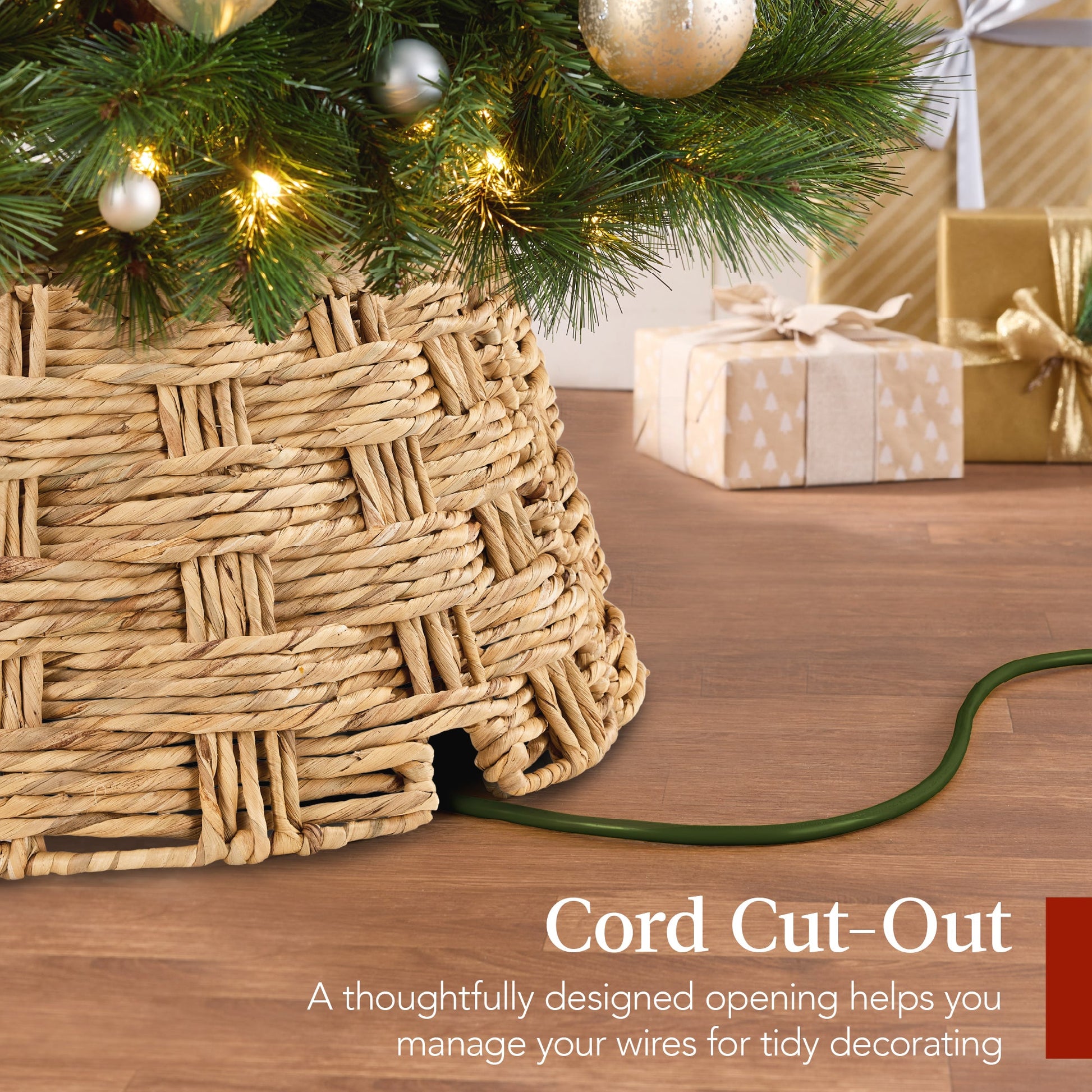 Basket Woven Hyacinth Christmas Holiday Tree Collar - 24in