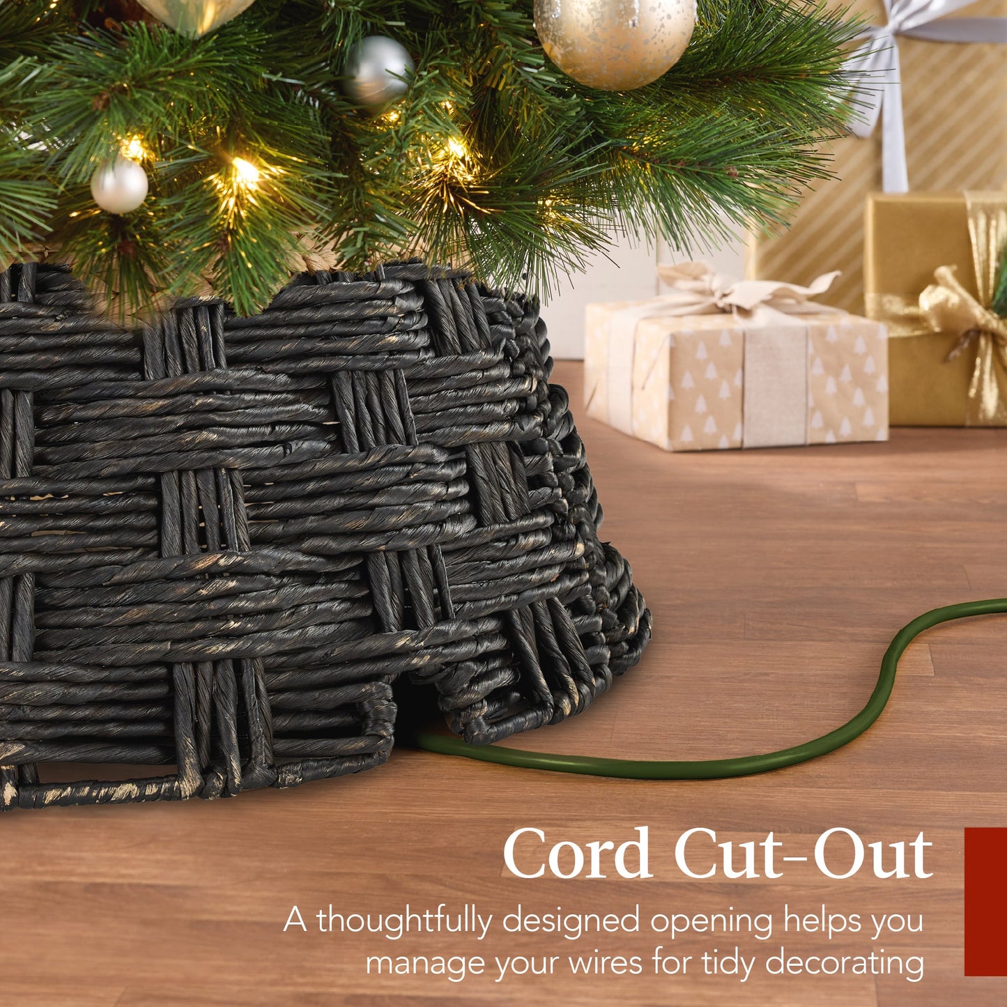 Basket Woven Hyacinth Christmas Holiday Tree Collar - 24in