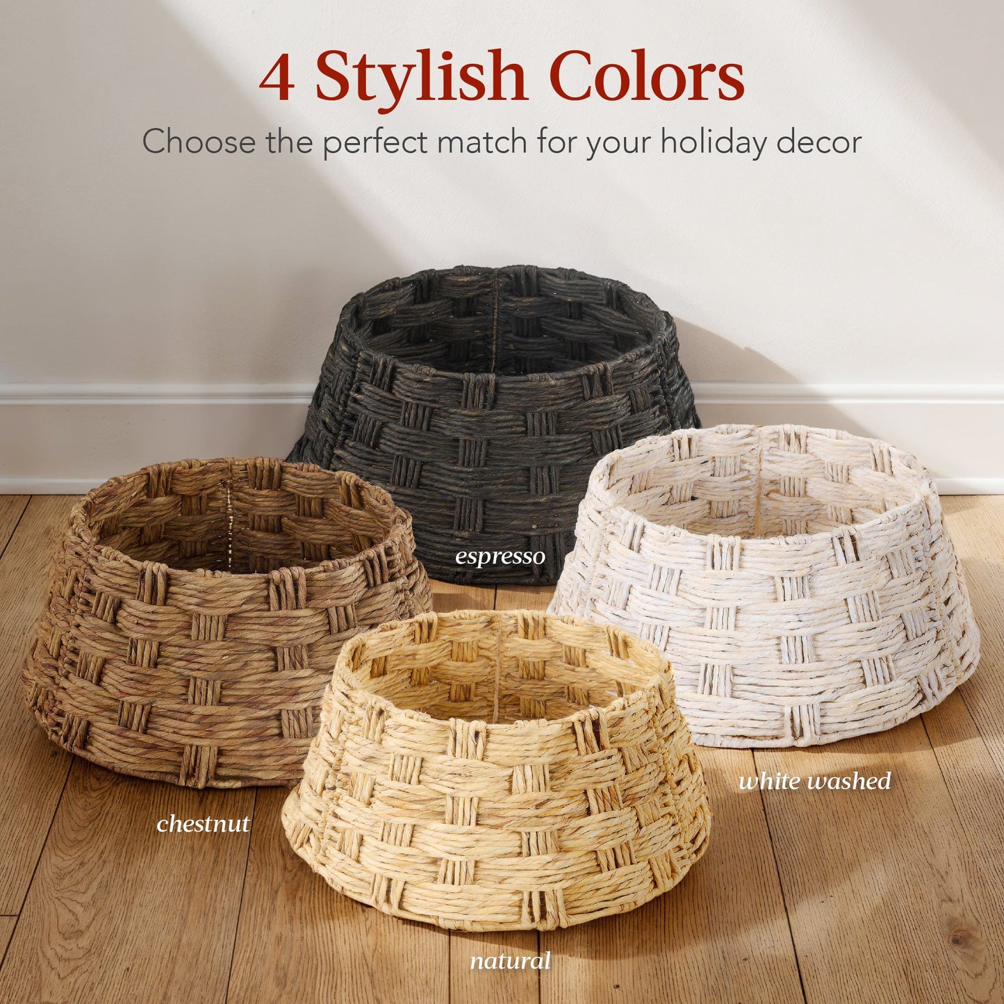 Basket Woven Hyacinth Christmas Holiday Tree Collar - 24in