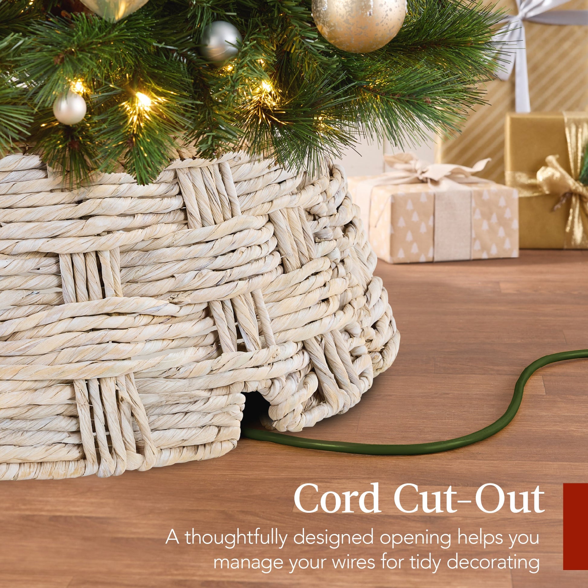 Basket Woven Hyacinth Christmas Holiday Tree Collar - 24in