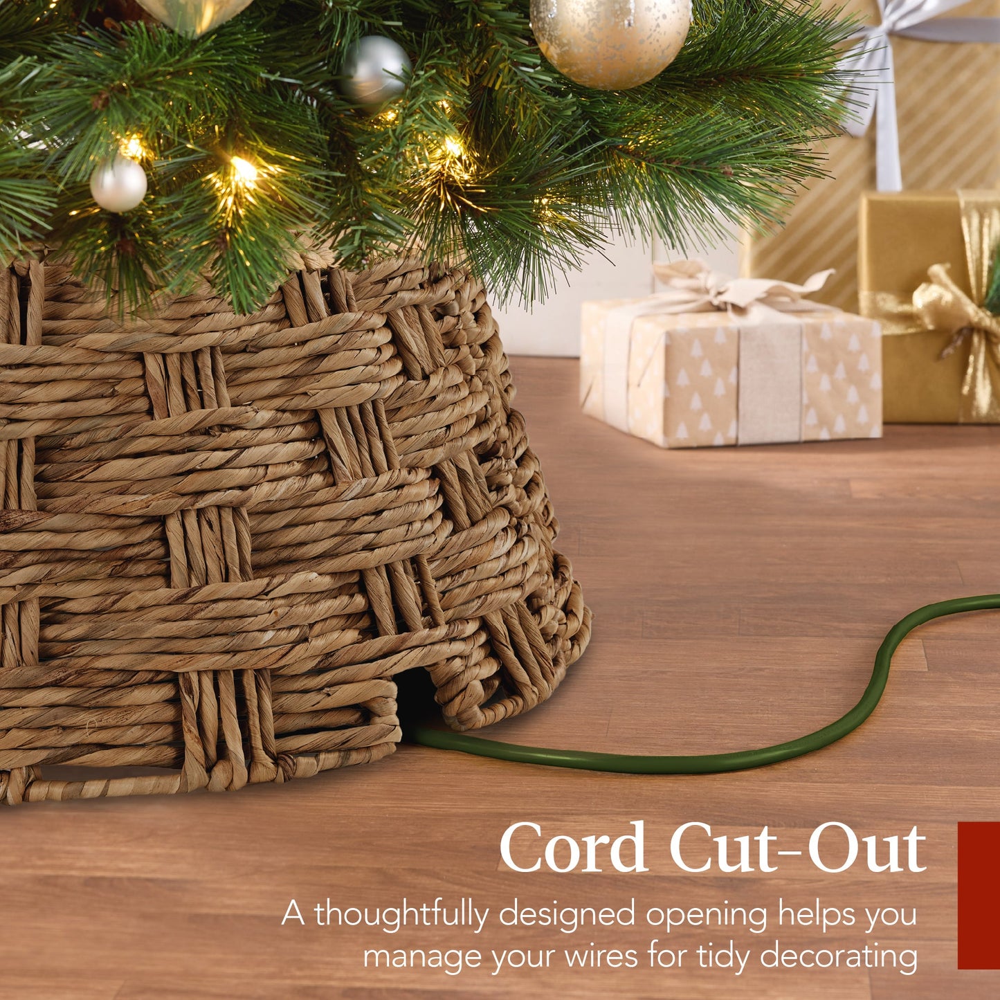 Basket Woven Hyacinth Christmas Holiday Tree Collar - 36in