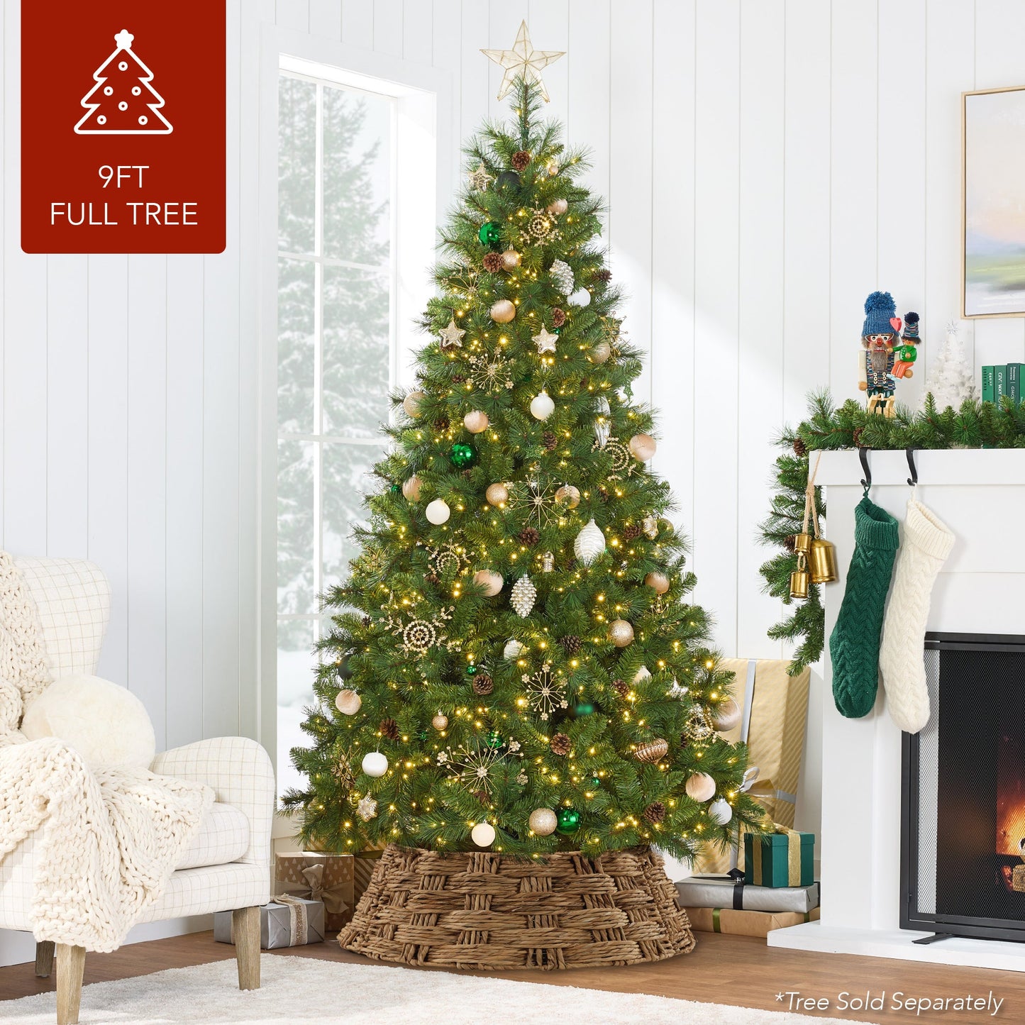 Basket Woven Hyacinth Christmas Holiday Tree Collar - 42in