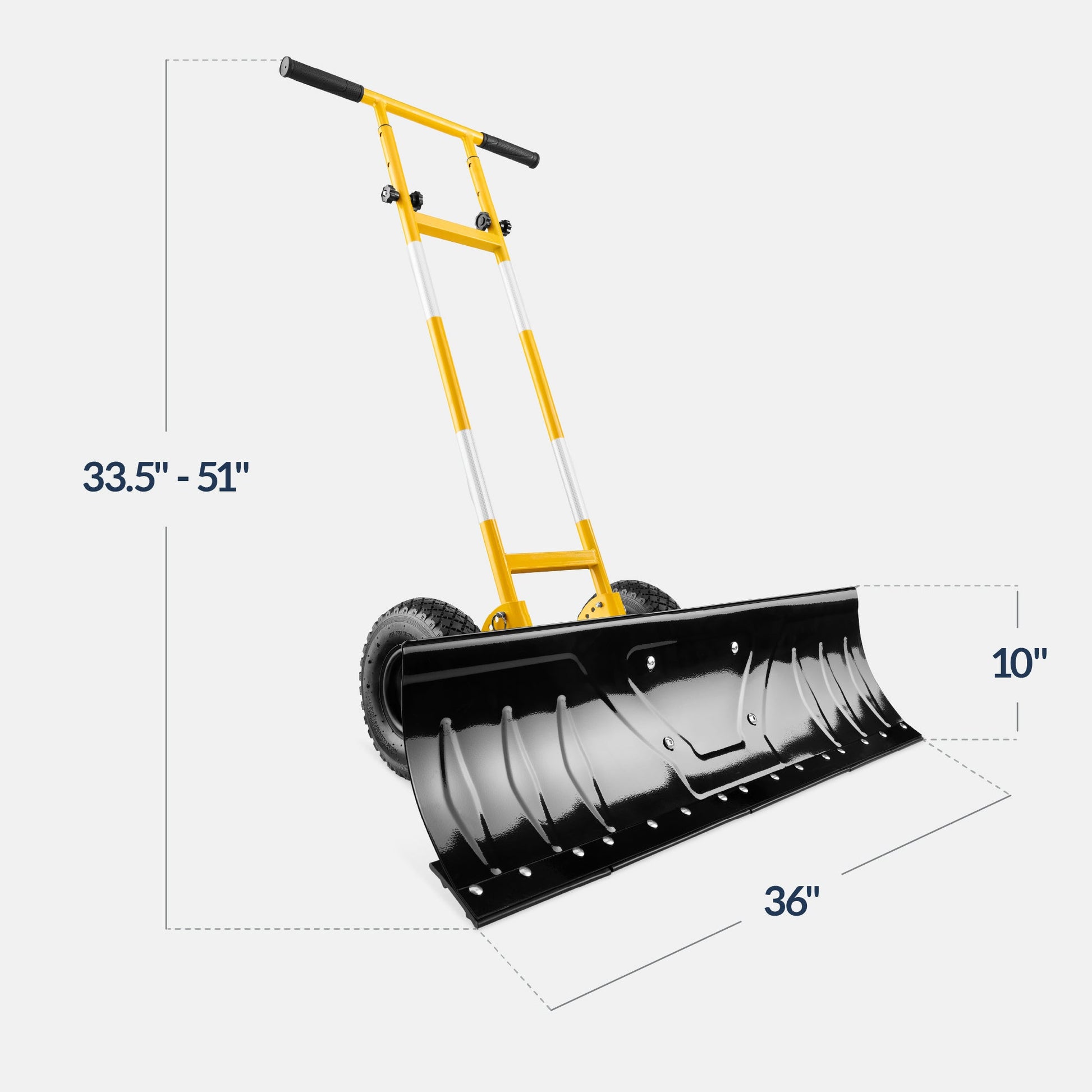 Galvanized Blade 2-Wheel Snow Pusher w/ Adjustable Handle - 36in