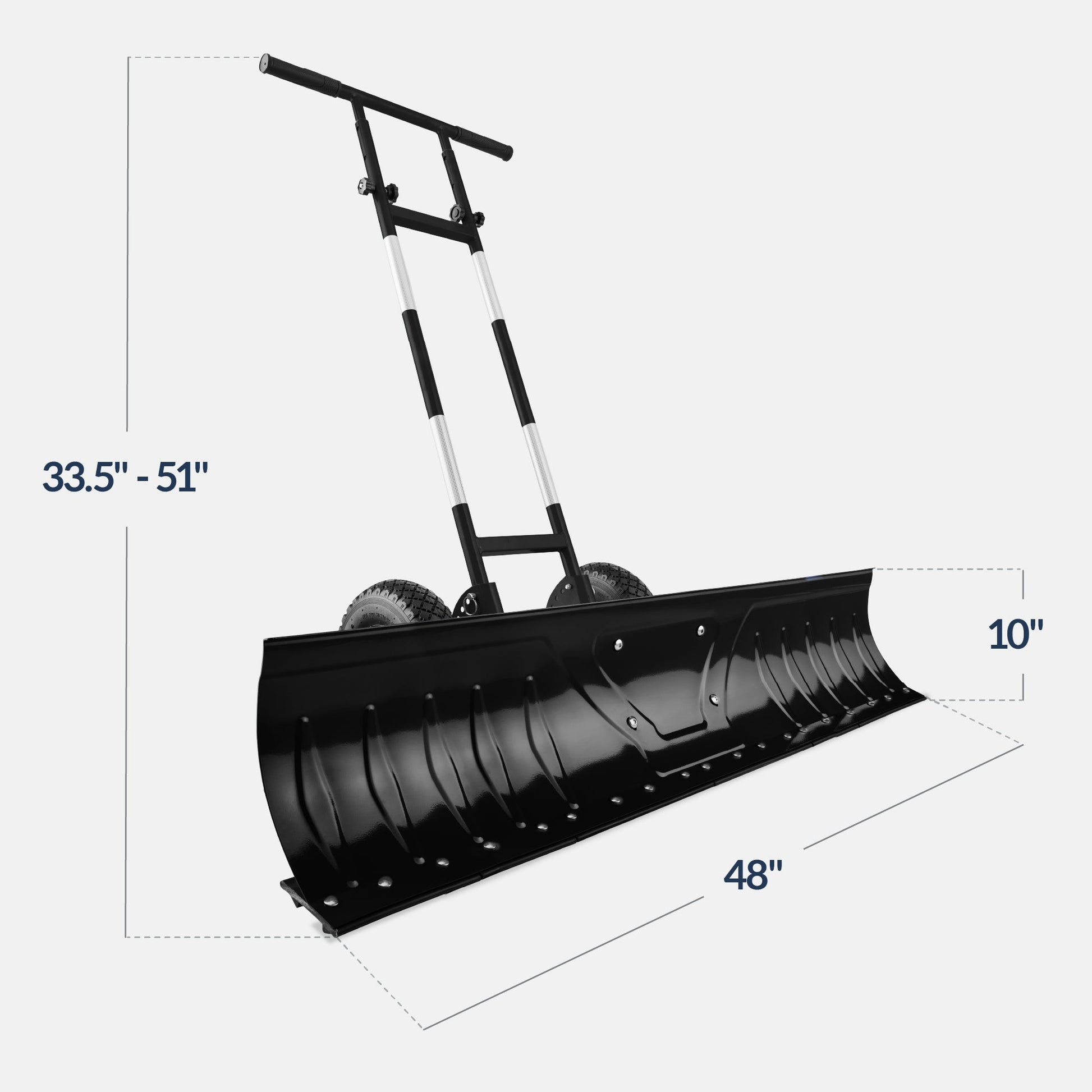 2-Wheel Snow Pusher w/ Adjustable Handle, Reflective Tape - 48in