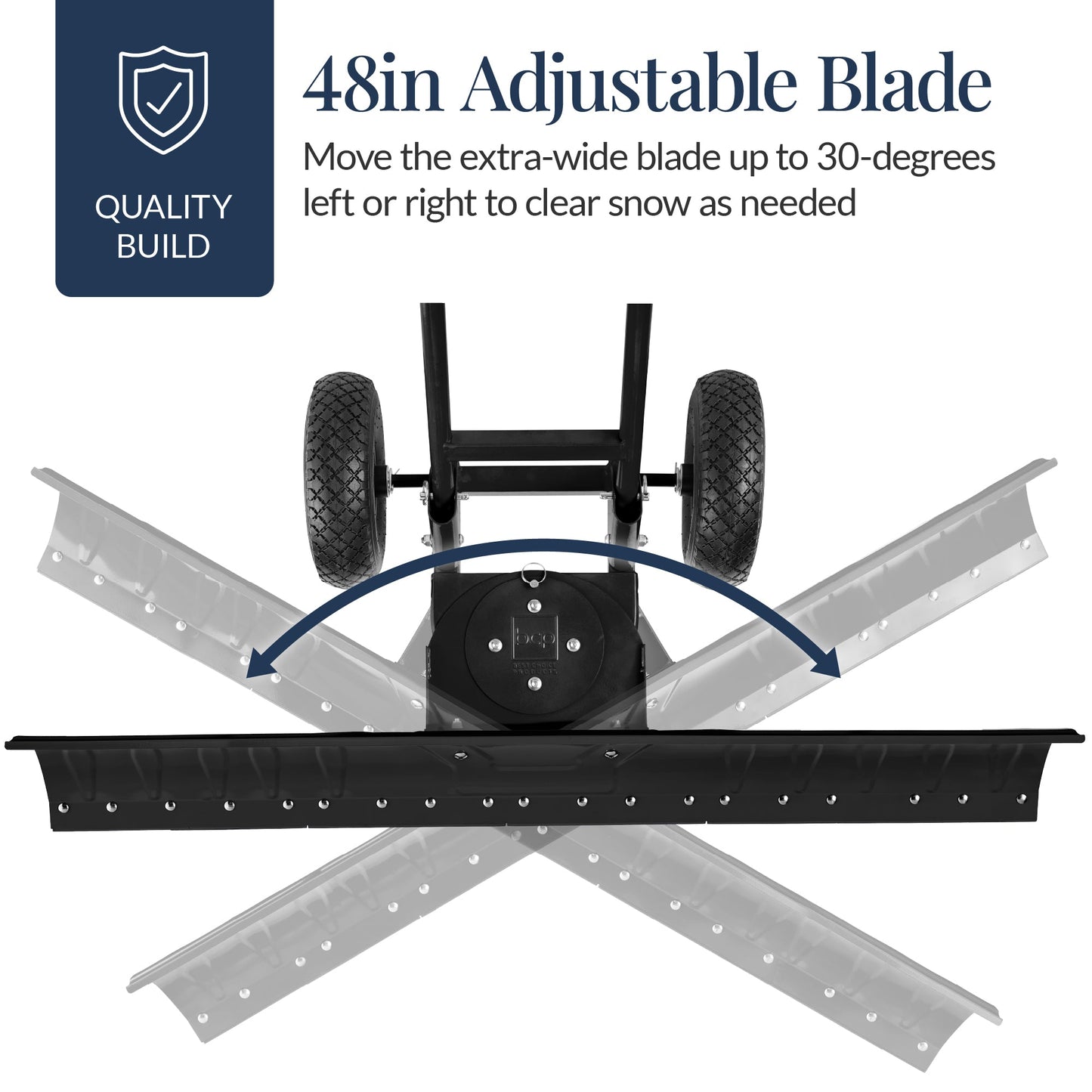 2-Wheel Snow Pusher w/ Adjustable Handle, Reflective Tape - 48in