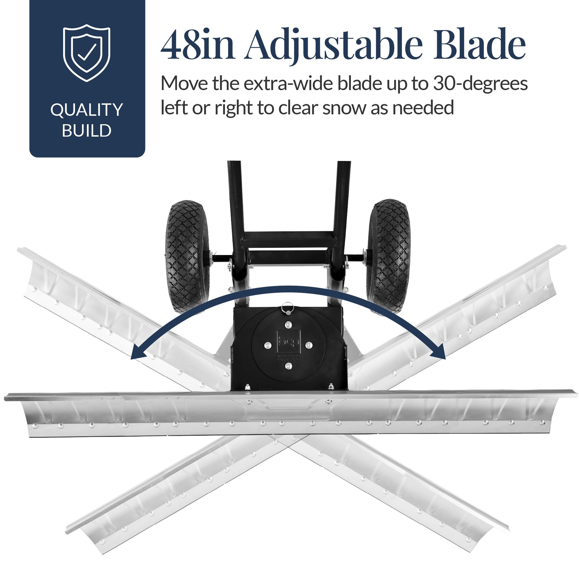 2-Wheel Snow Pusher w/ Adjustable Handle, Reflective Tape - 48in
