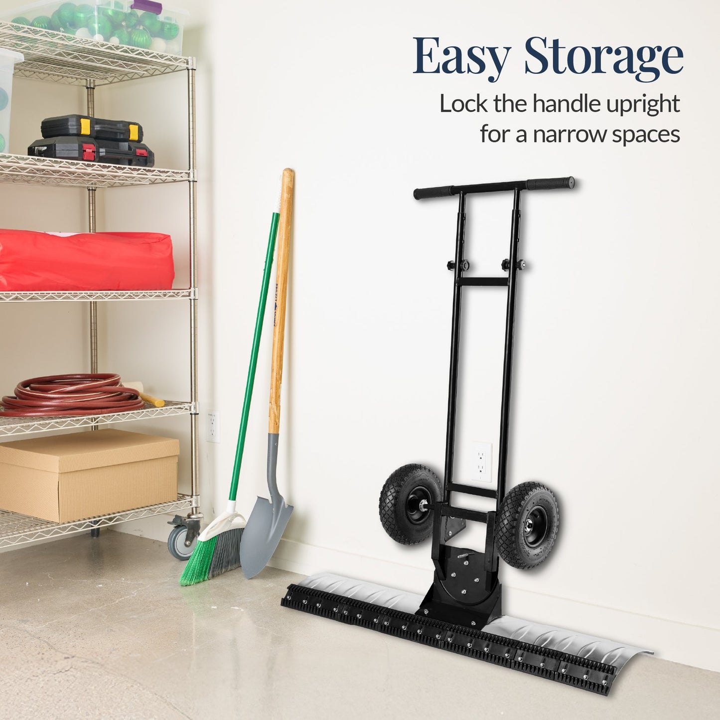 2-Wheel Snow Pusher w/ Adjustable Handle, Reflective Tape - 48in