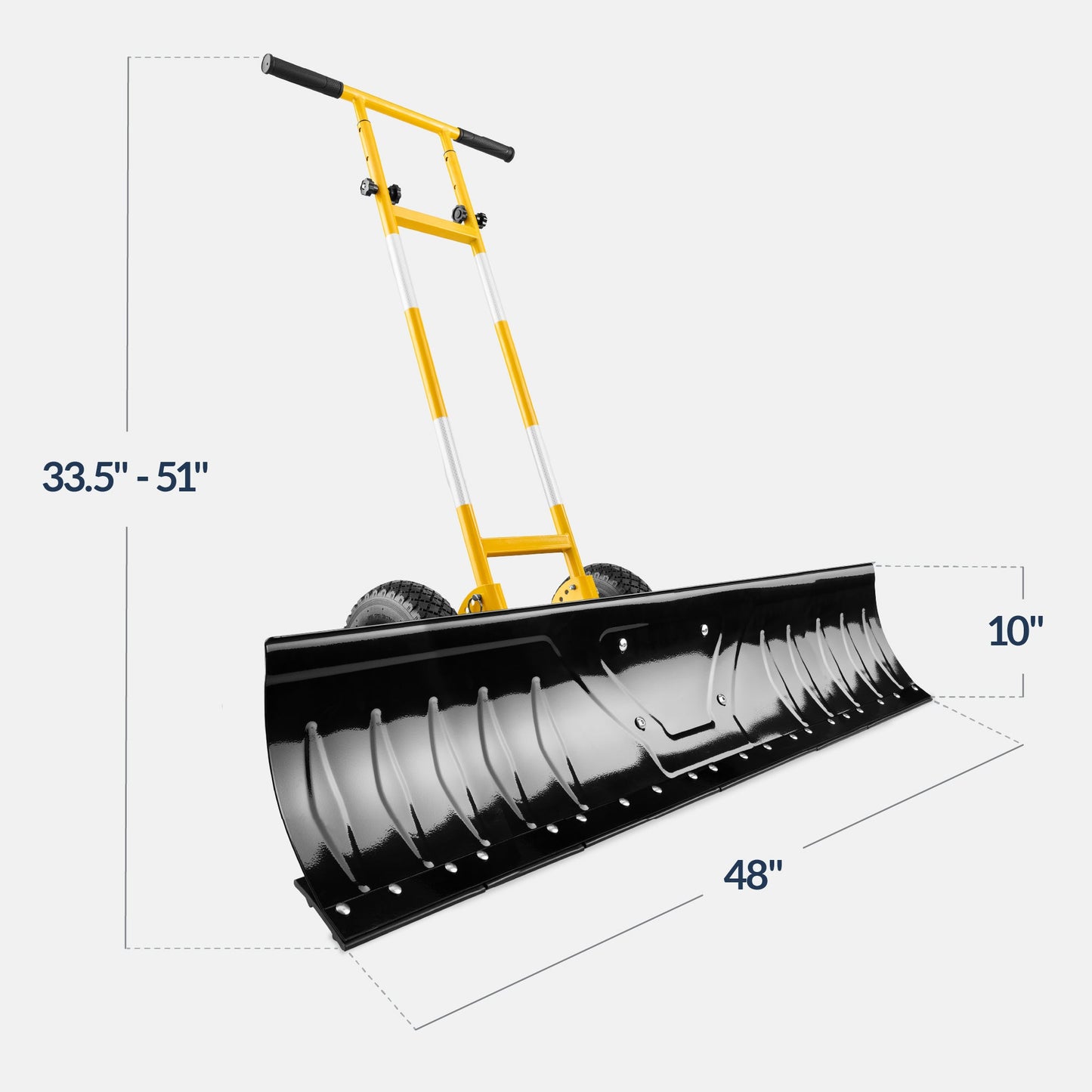 2-Wheel Snow Pusher w/ Adjustable Handle, Reflective Tape - 48in