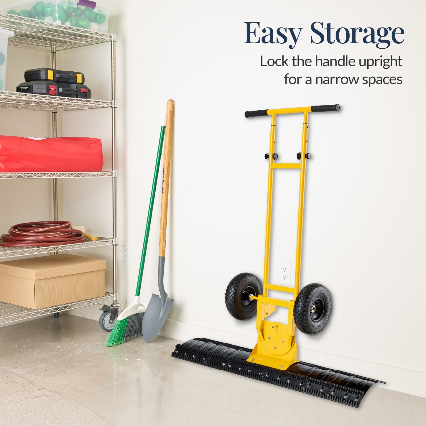 2-Wheel Snow Pusher w/ Adjustable Handle, Reflective Tape - 48in