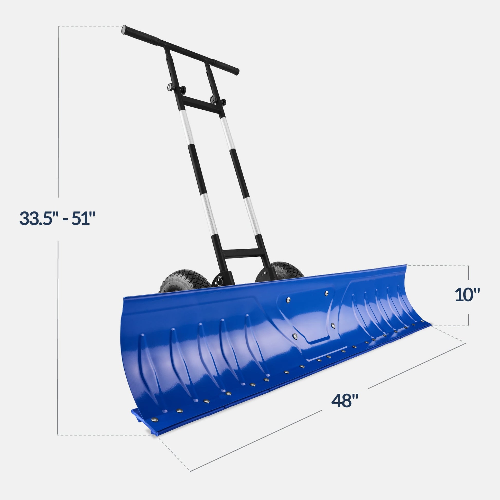 2-Wheel Snow Pusher w/ Adjustable Handle, Reflective Tape - 48in