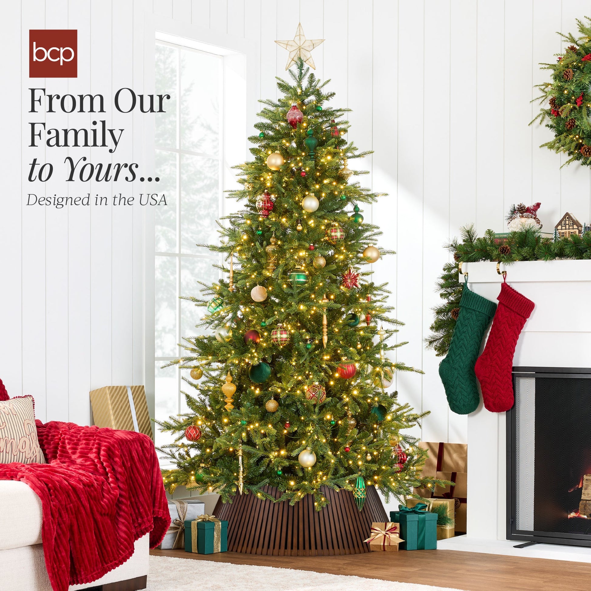 Christmas Tree Collar, Solid Wood Slatted Tree Accessory - 42in