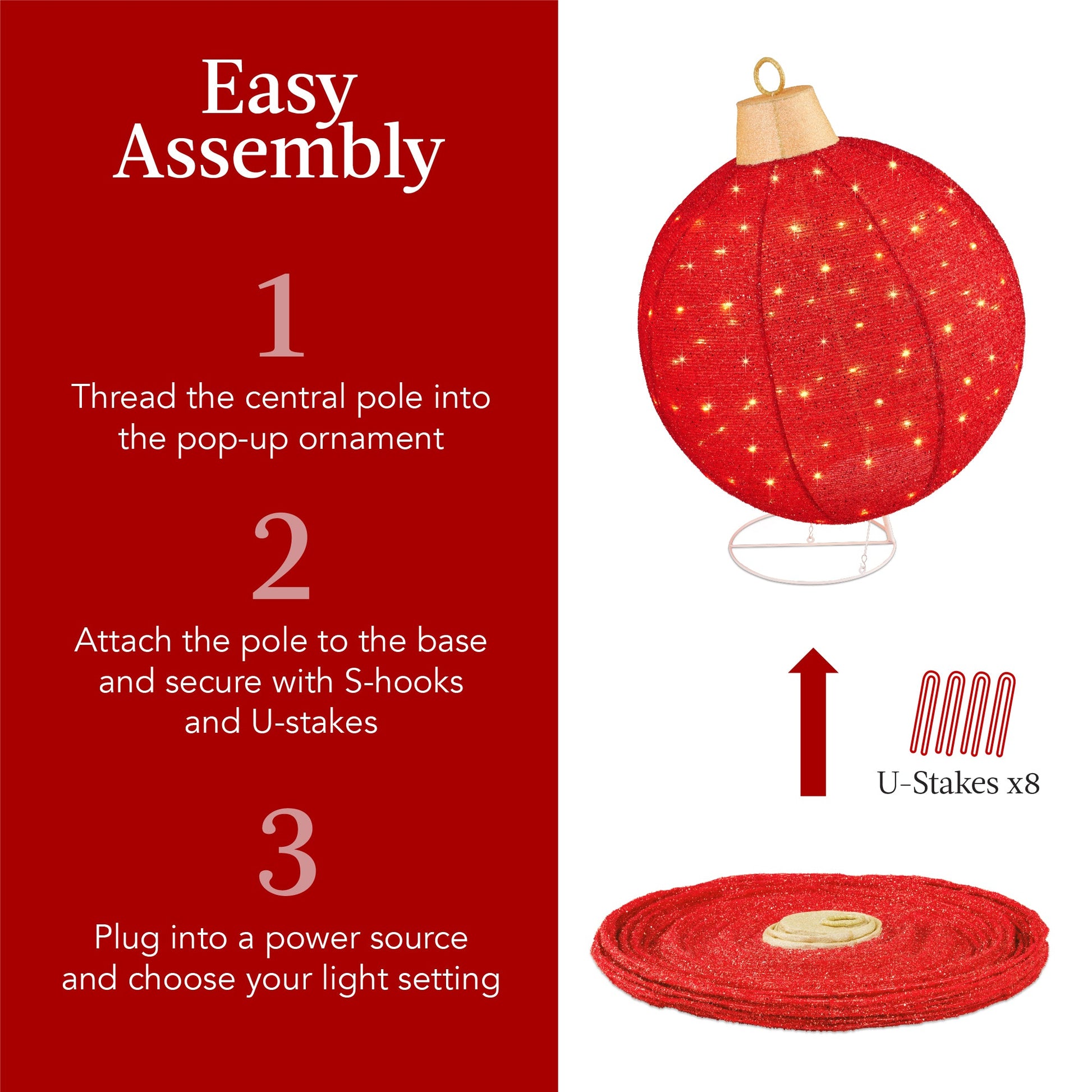 2pc Lighted Pop-Up Christmas Ornaments Decoration w/ 220 LED Lights, Stand