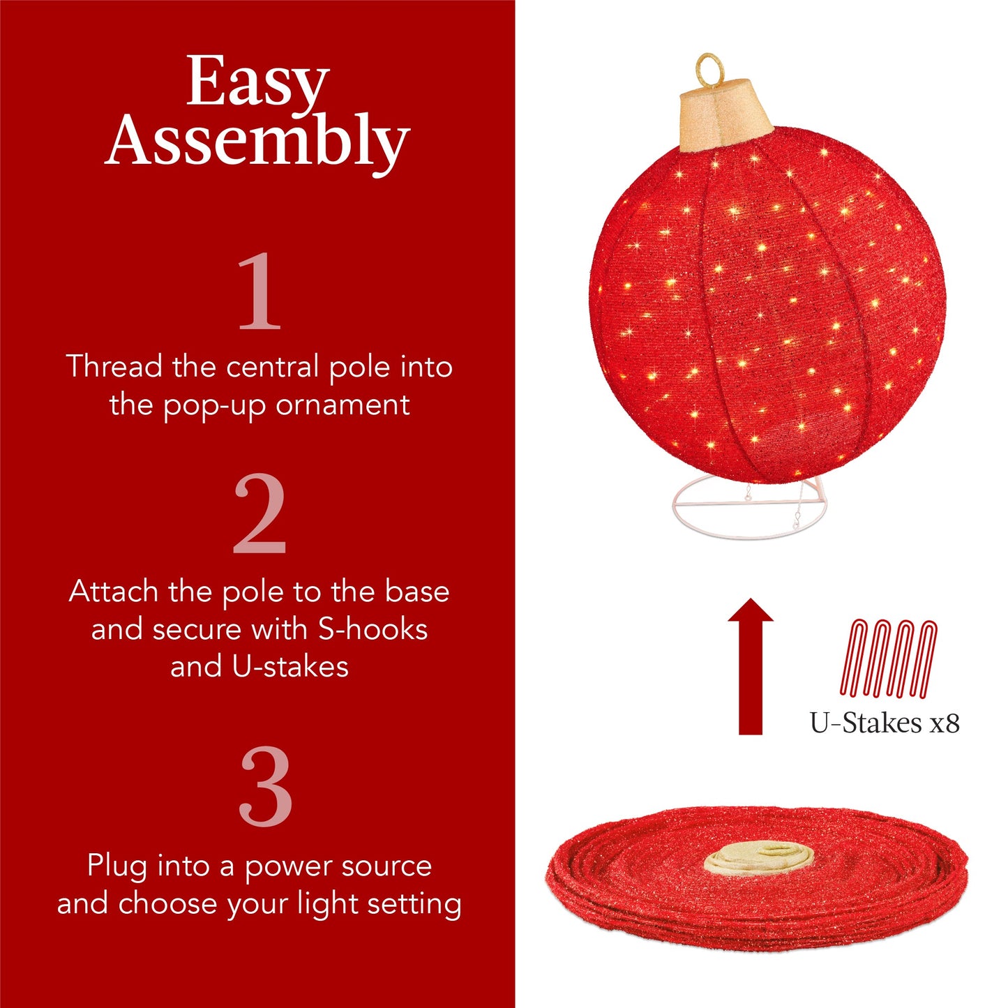 2pc Lighted Pop-Up Christmas Ornaments Decoration w/ 220 LED Lights, Stand