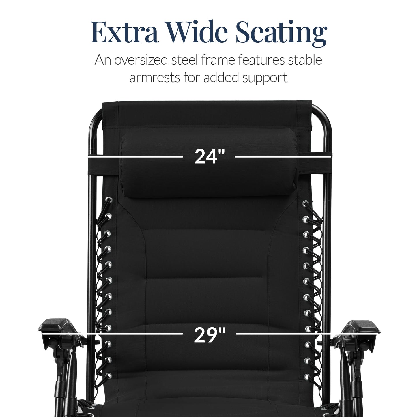 Oversized Padded Zero Gravity Chair, Folding Recliner w/ Headrest, Side Tray