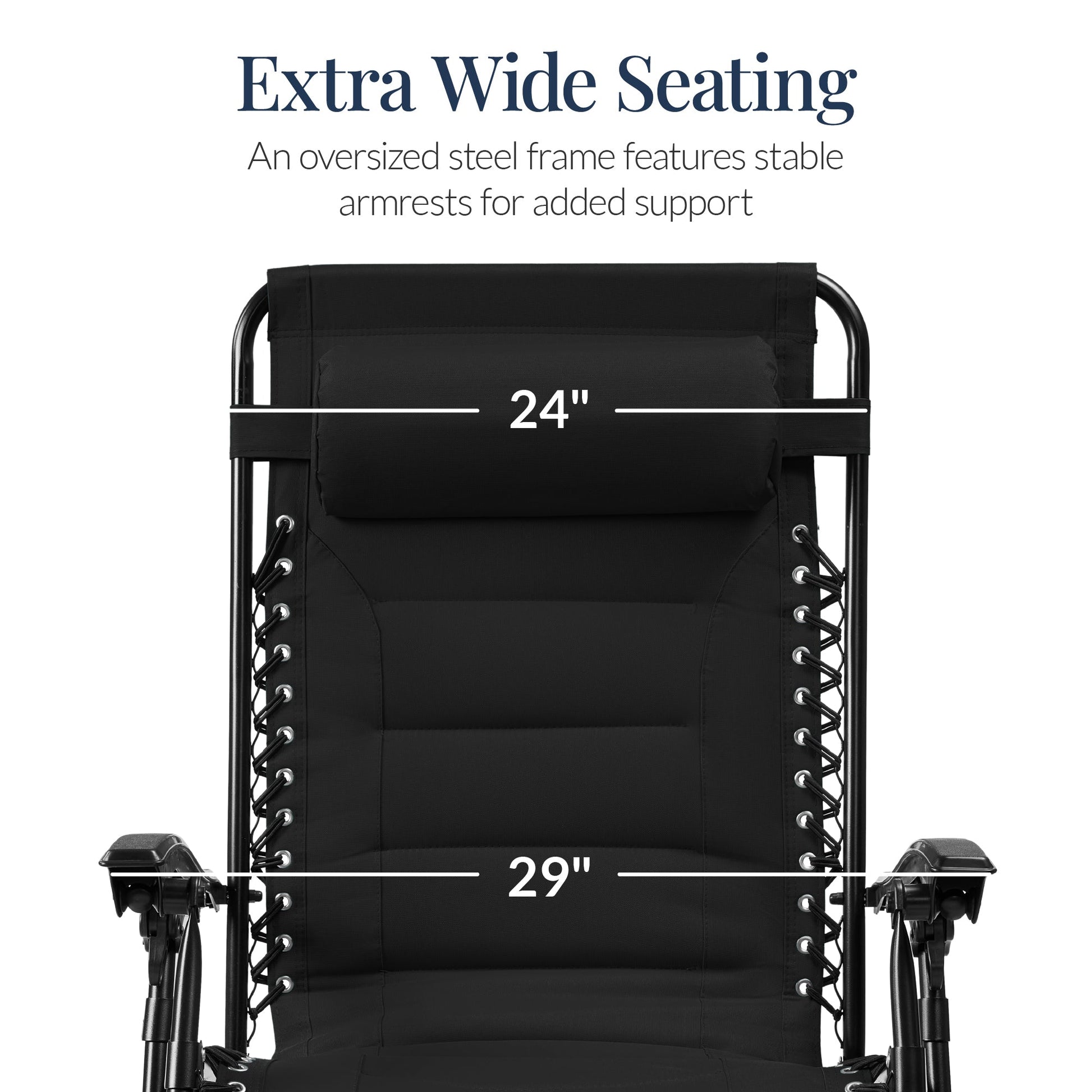 Oversized Padded Zero Gravity Chair, Folding Recliner w/ Headrest, Side Tray