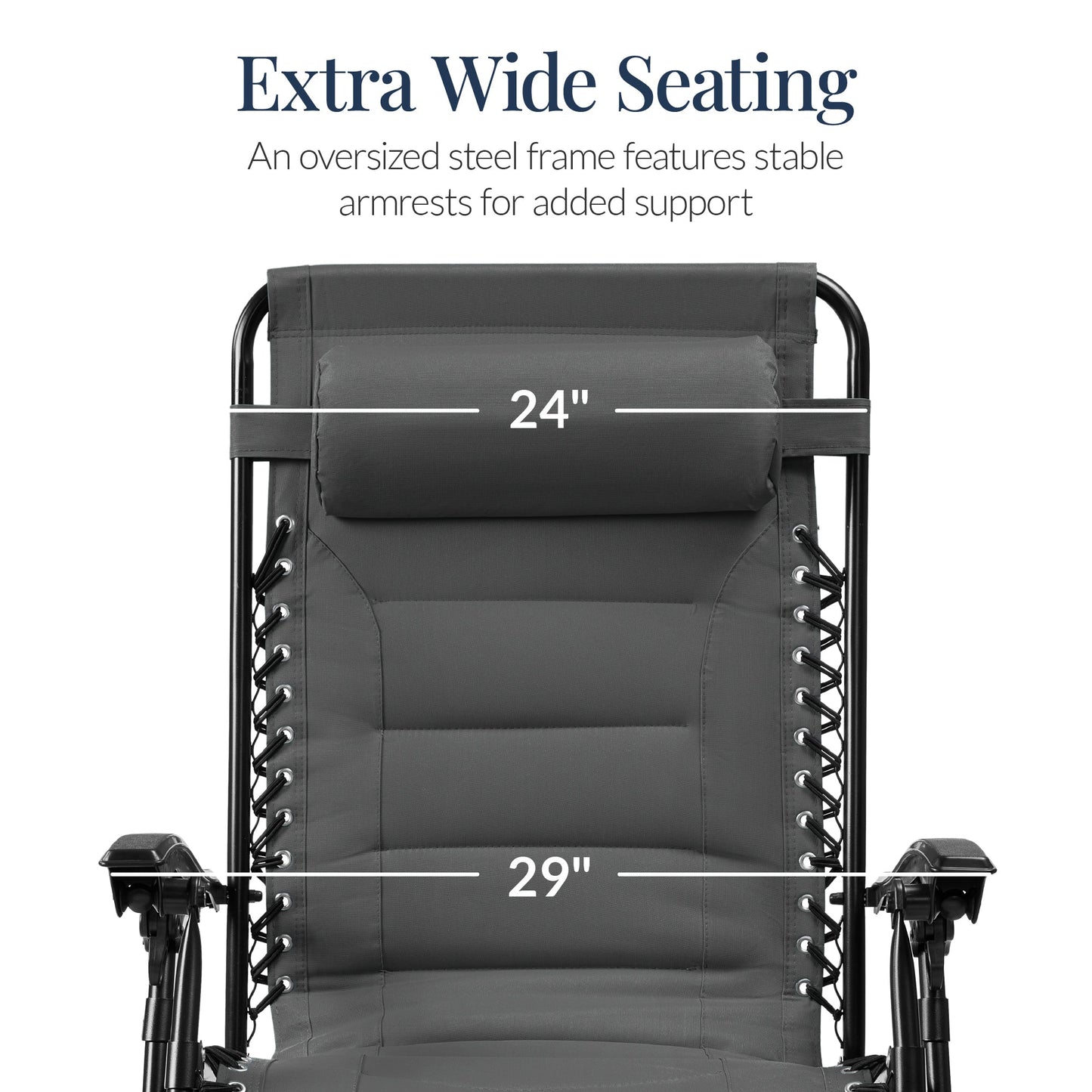 Oversized Padded Zero Gravity Chair, Folding Recliner w/ Headrest, Side Tray