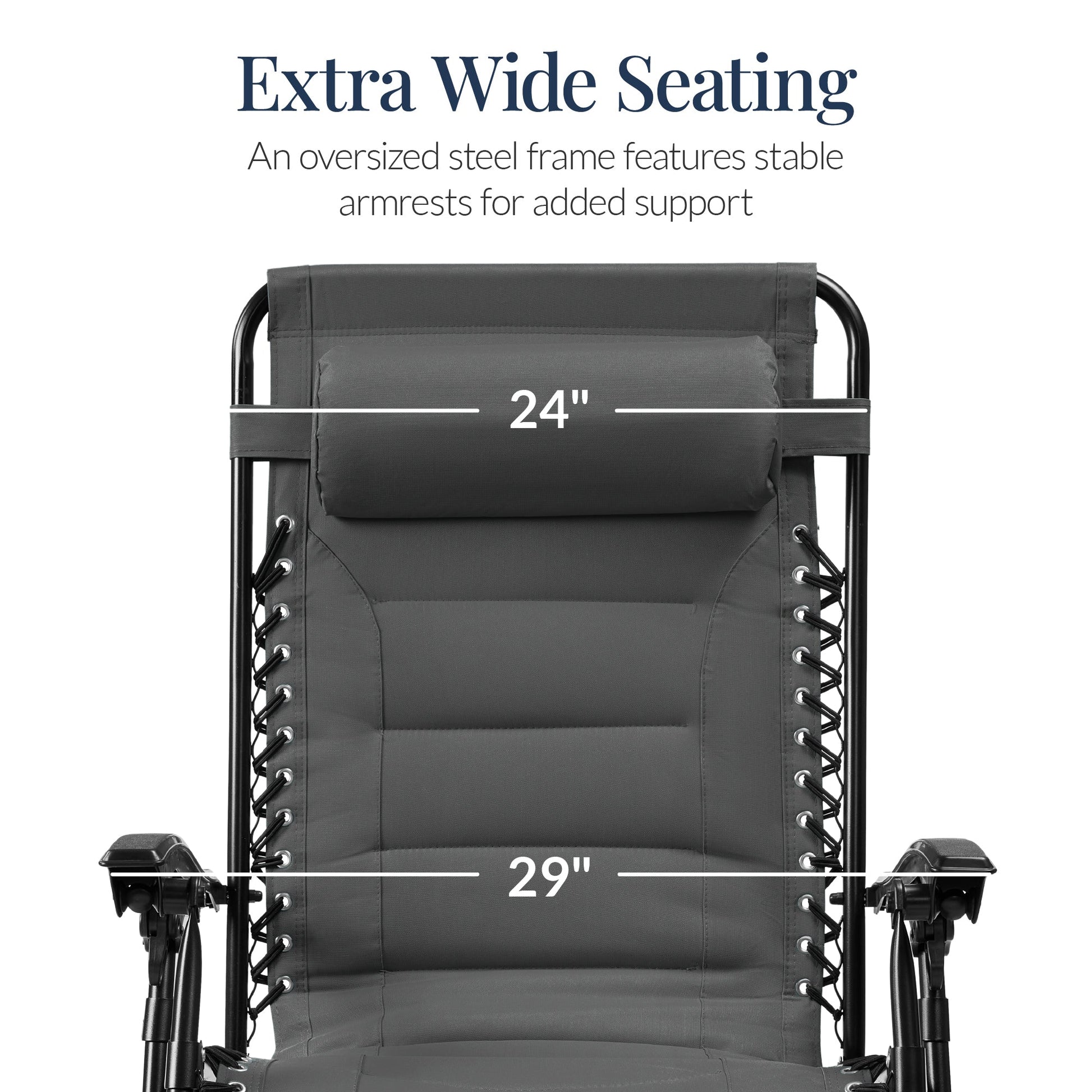 Oversized Padded Zero Gravity Chair, Folding Recliner w/ Headrest, Side Tray