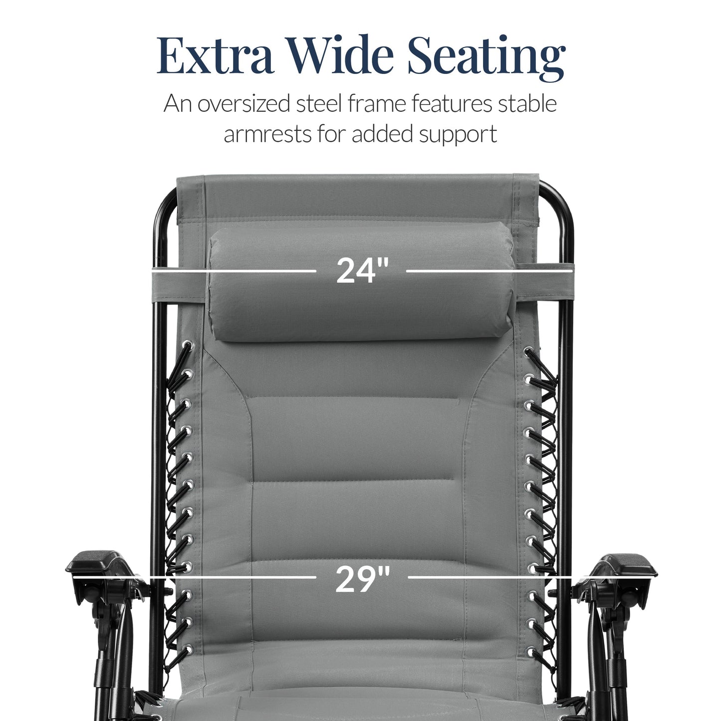 Oversized Padded Zero Gravity Chair, Folding Recliner w/ Headrest, Side Tray