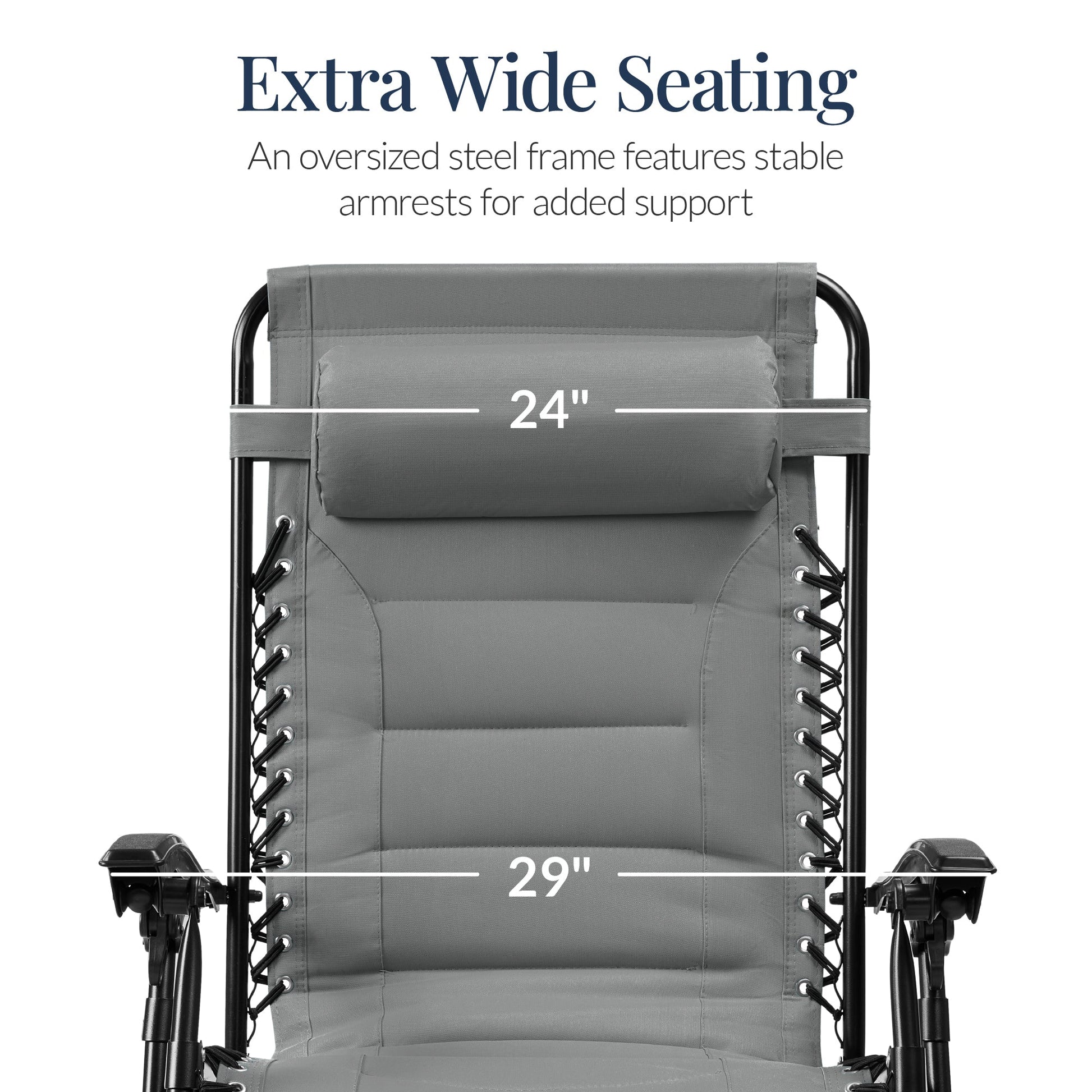Oversized Padded Zero Gravity Chair, Folding Recliner w/ Headrest, Side Tray
