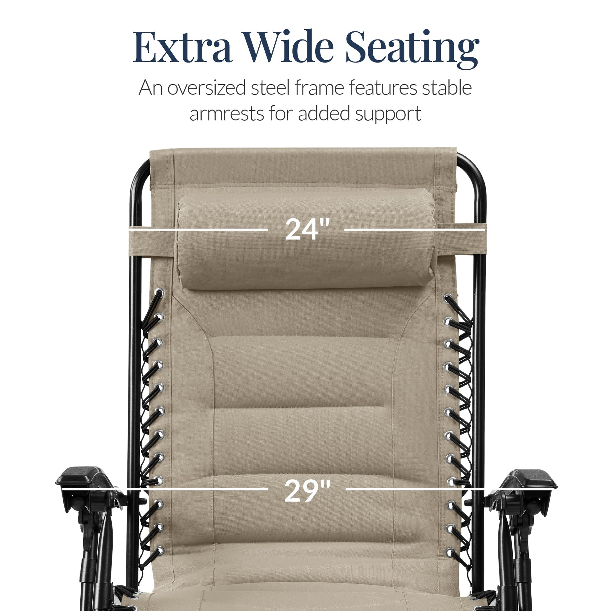 Oversized Padded Zero Gravity Chair, Folding Recliner w/ Headrest, Side Tray