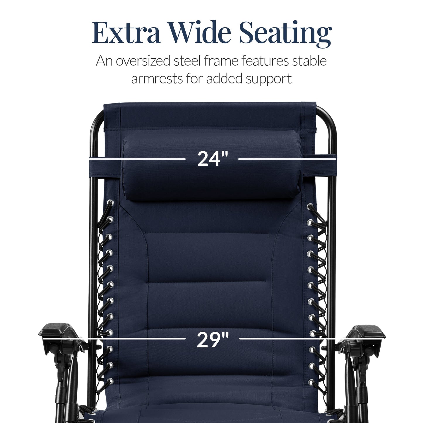 Oversized Padded Zero Gravity Chair, Folding Recliner w/ Headrest, Side Tray