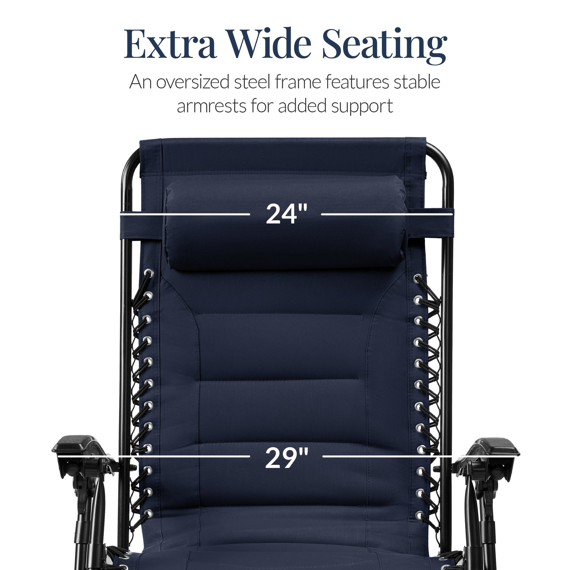 Oversized Padded Zero Gravity Chair, Folding Recliner w/ Headrest, Side Tray