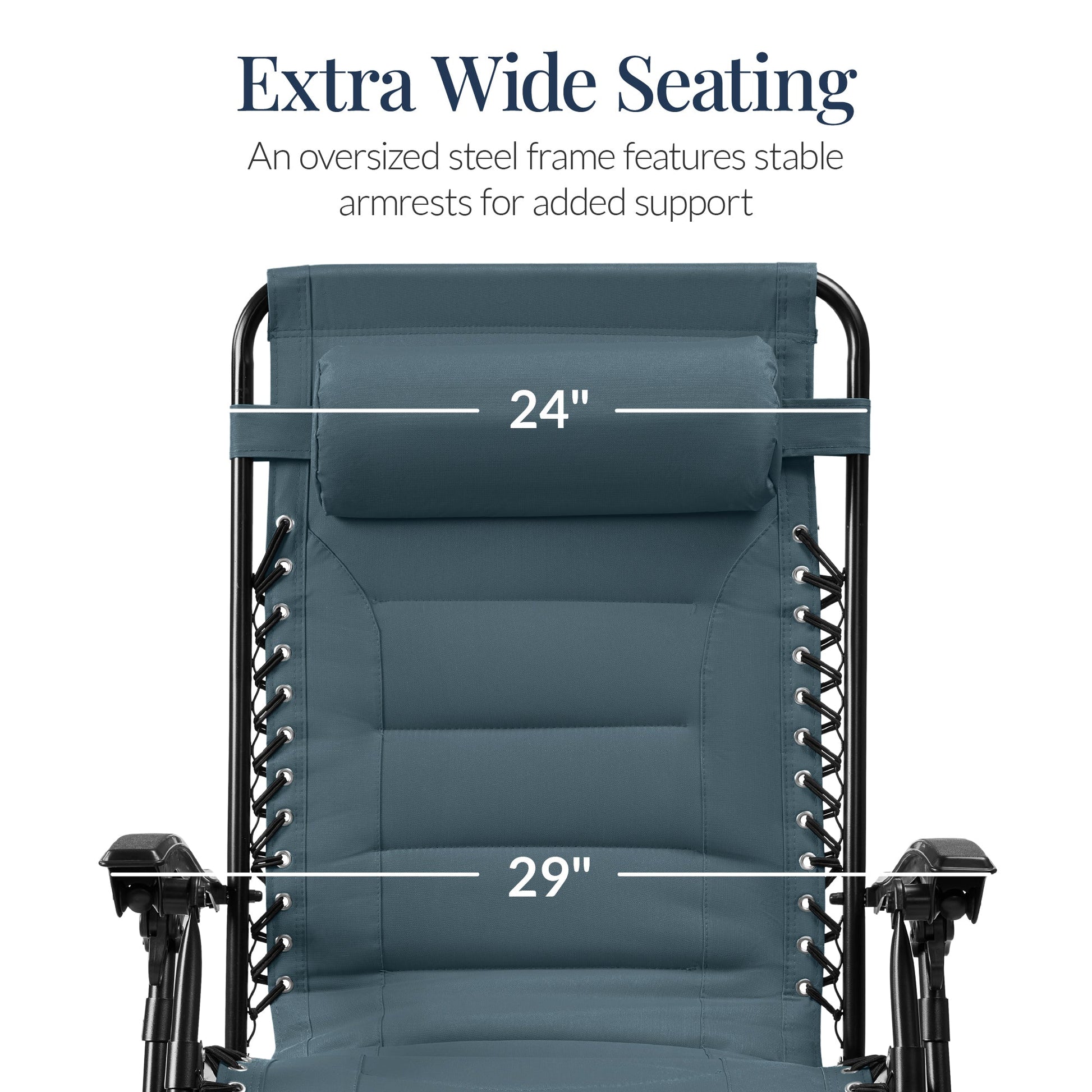 Oversized Padded Zero Gravity Chair, Folding Recliner w/ Headrest, Side Tray