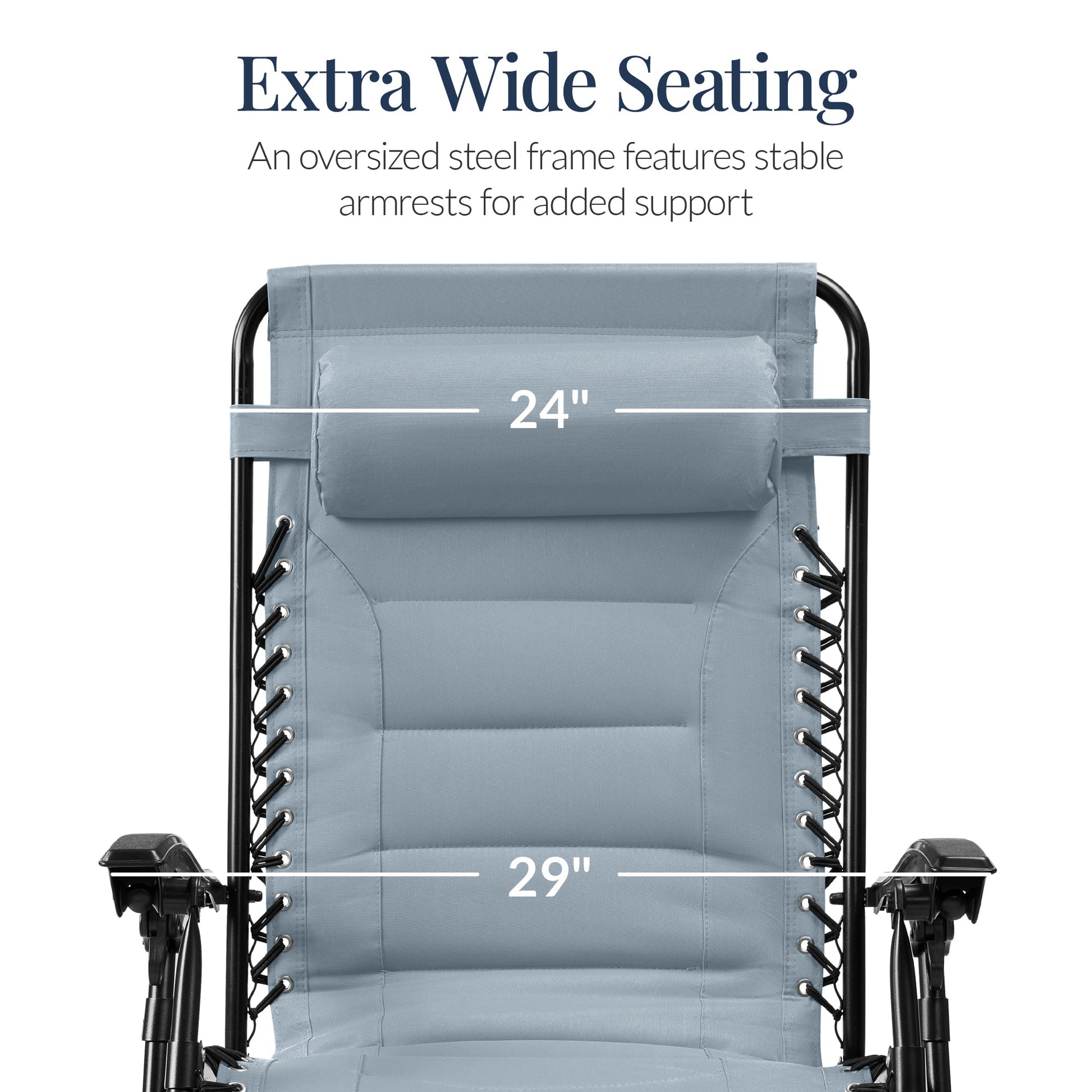 Oversized Padded Zero Gravity Chair, Folding Recliner w/ Headrest, Side Tray