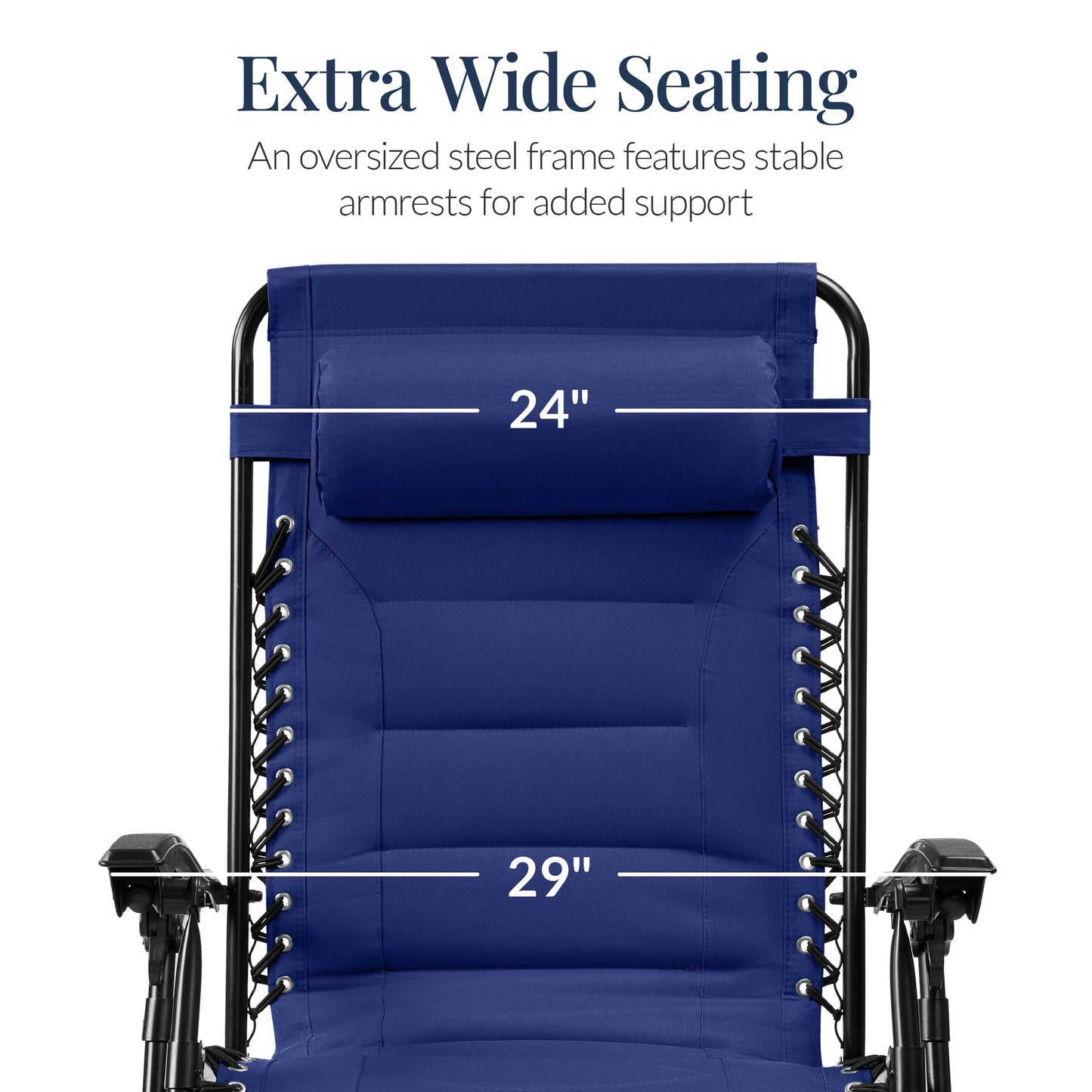 Oversized Padded Zero Gravity Chair, Folding Recliner w/ Headrest, Side Tray