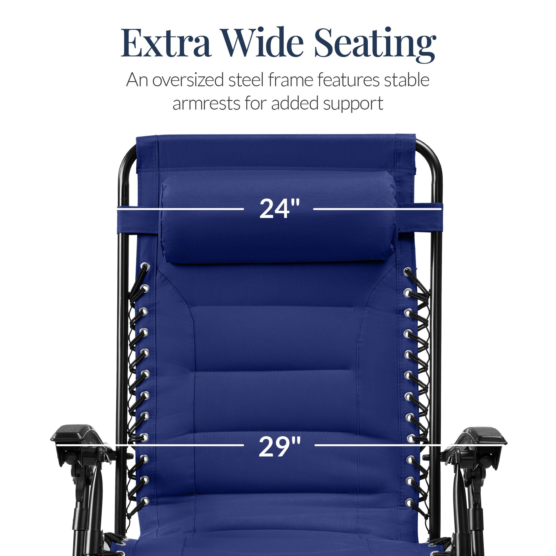 Oversized Padded Zero Gravity Chair, Folding Recliner w/ Headrest, Side Tray