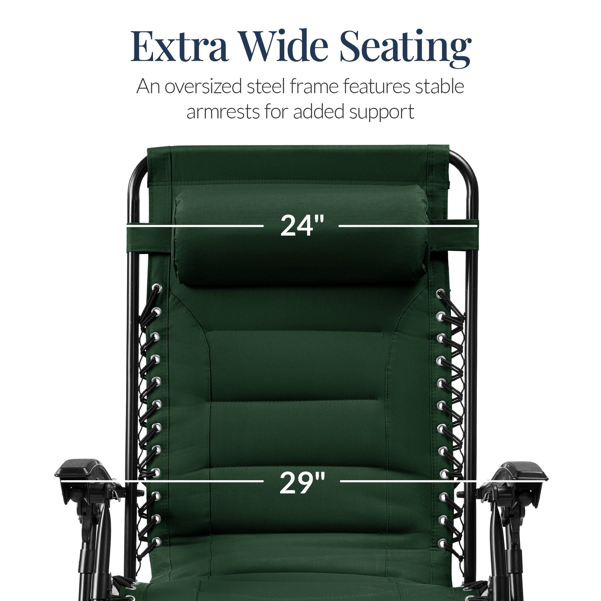 Oversized Padded Zero Gravity Chair, Folding Recliner w/ Headrest, Side Tray