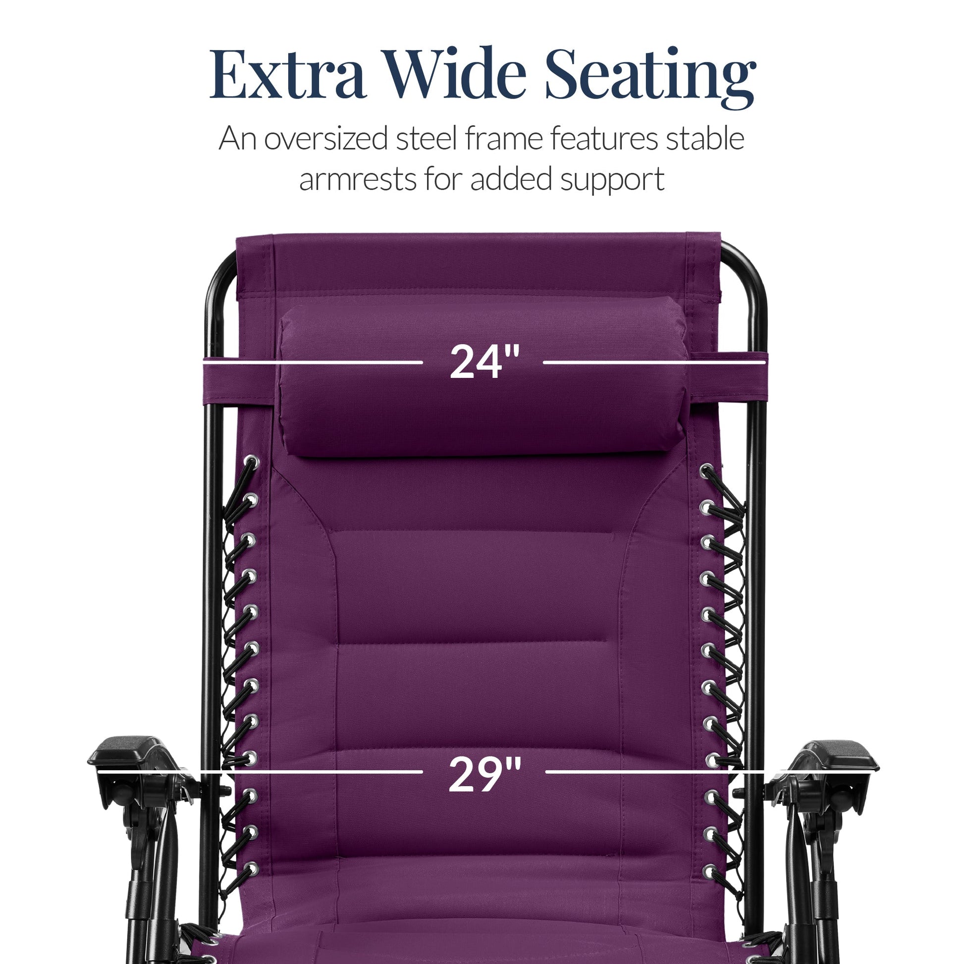 Oversized Padded Zero Gravity Chair, Folding Recliner w/ Headrest, Side Tray