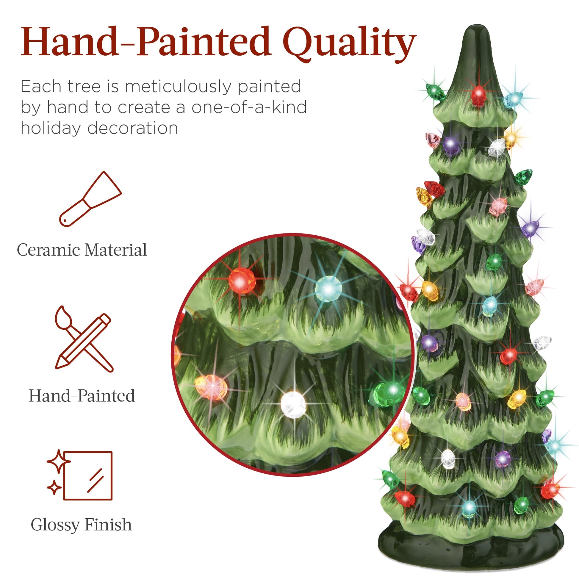 Set of 3 XL Pre-Lit Ceramic Tabletop Christmas Trees
