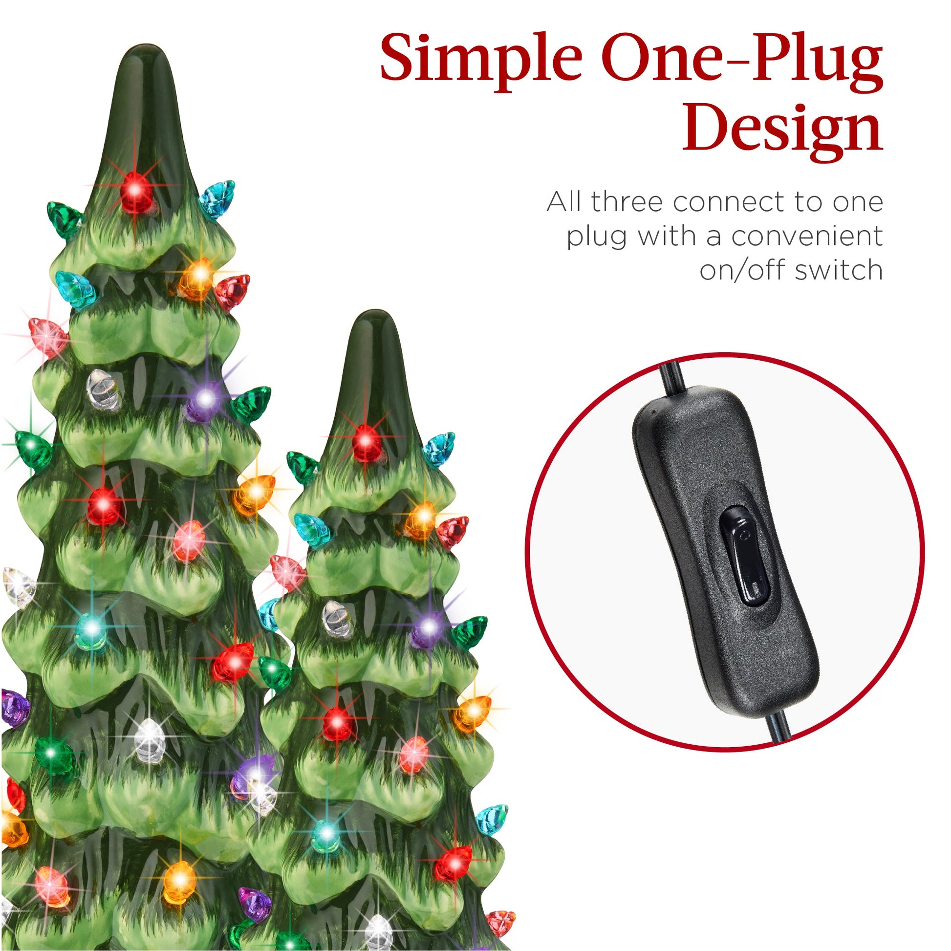 Set of 3 XL Pre-Lit Ceramic Tabletop Christmas Trees