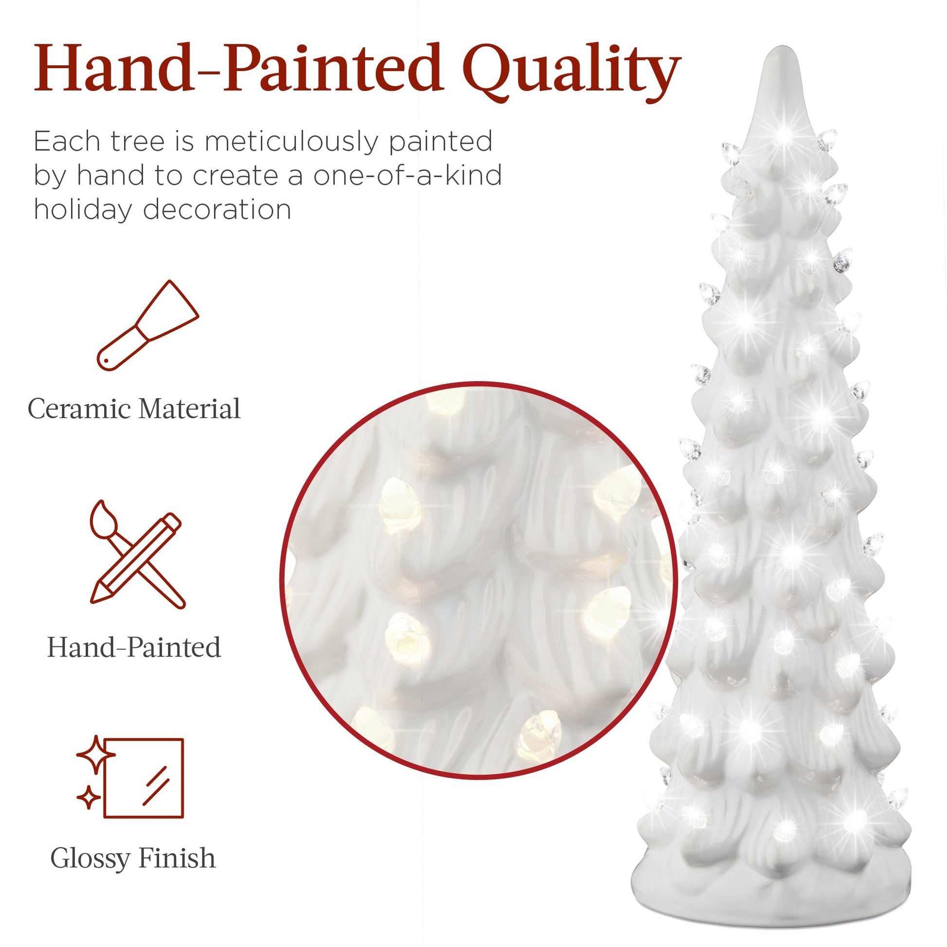 Set of 3 XL Pre-Lit Ceramic Tabletop Christmas Trees