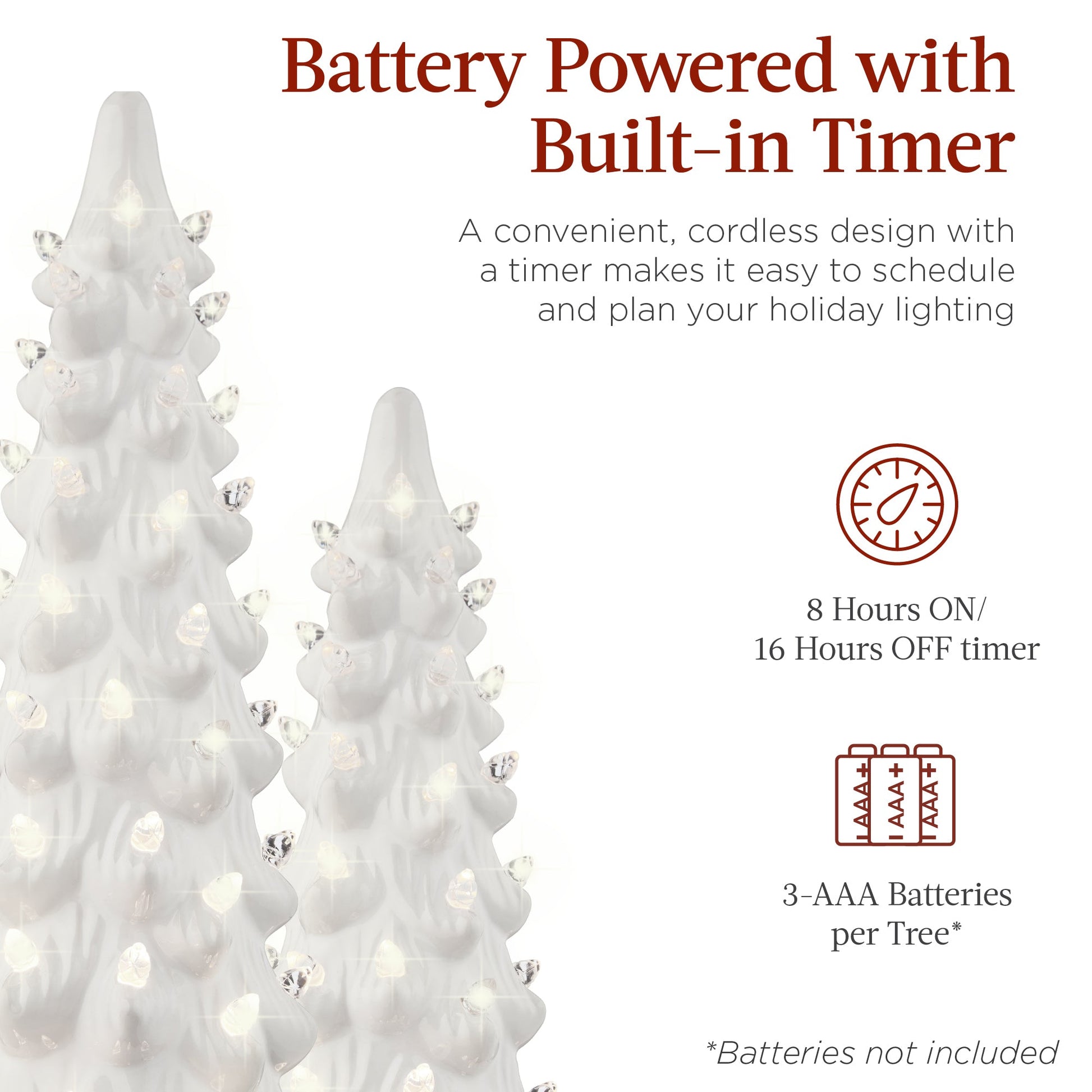 Set of 3 XL Pre-Lit Ceramic Tabletop Christmas Trees