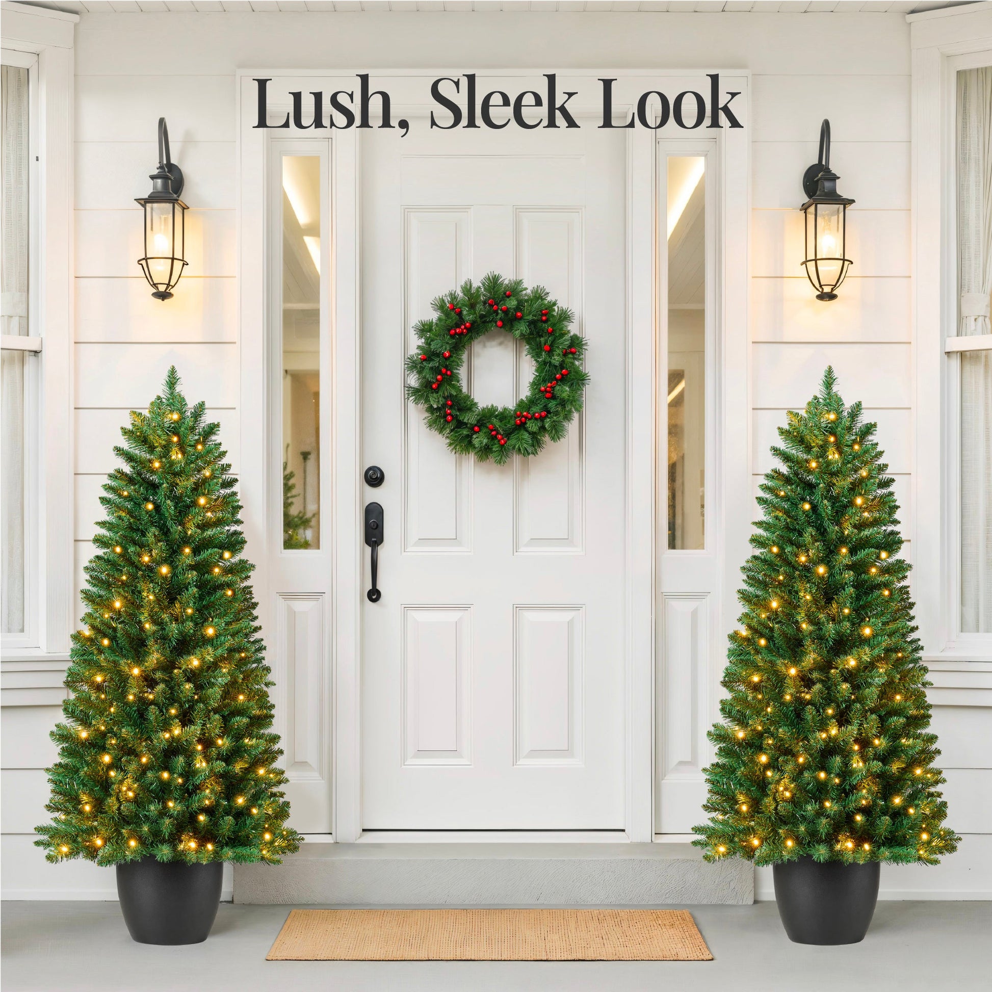 Pre-Lit Potted Christmas Tree w/ Twinkling White LEDs