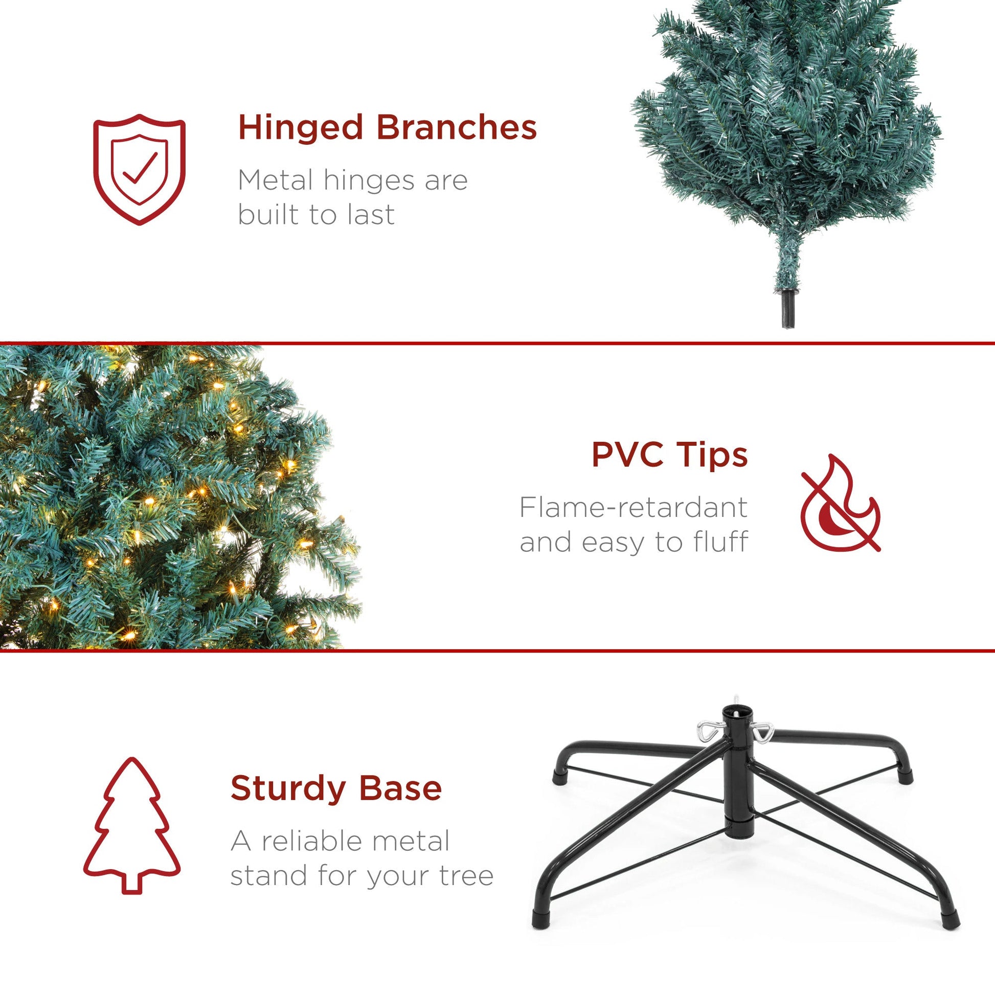 Pre-Lit Artificial Blue Spruce Christmas Tree, w/Easy Assembly