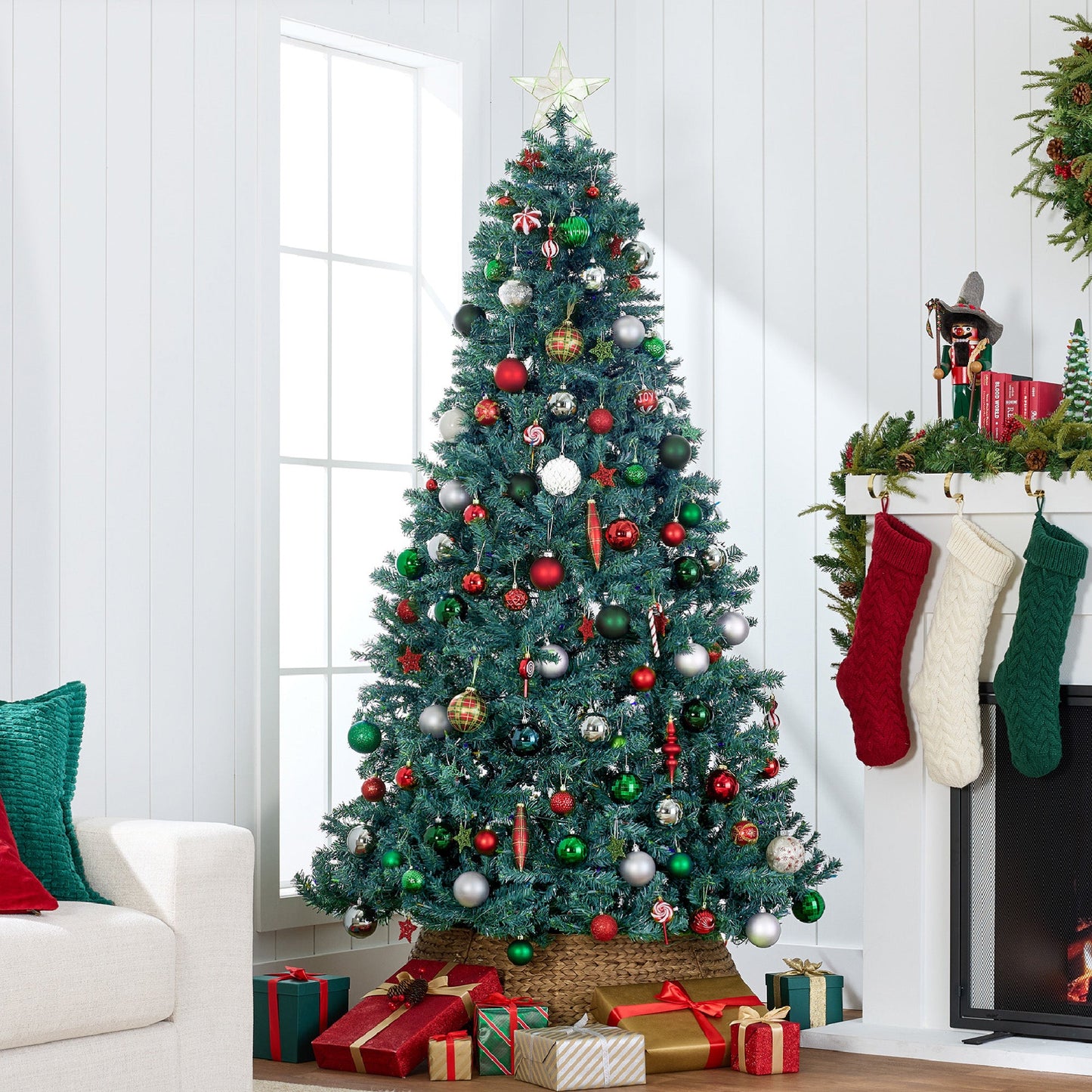 Unlit Artificial Blue Spruce Christmas Tree, w/Easy Assembly
